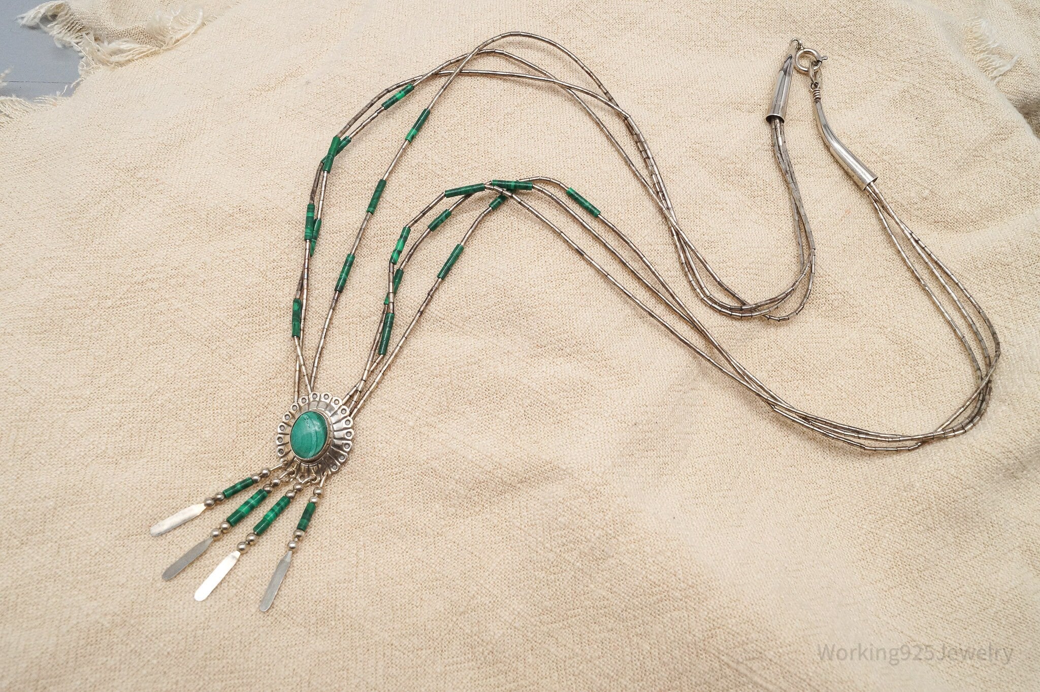 VTG Native QT Pendant On Carolyn Pollack Bead Sterling Silver Chain Necklace