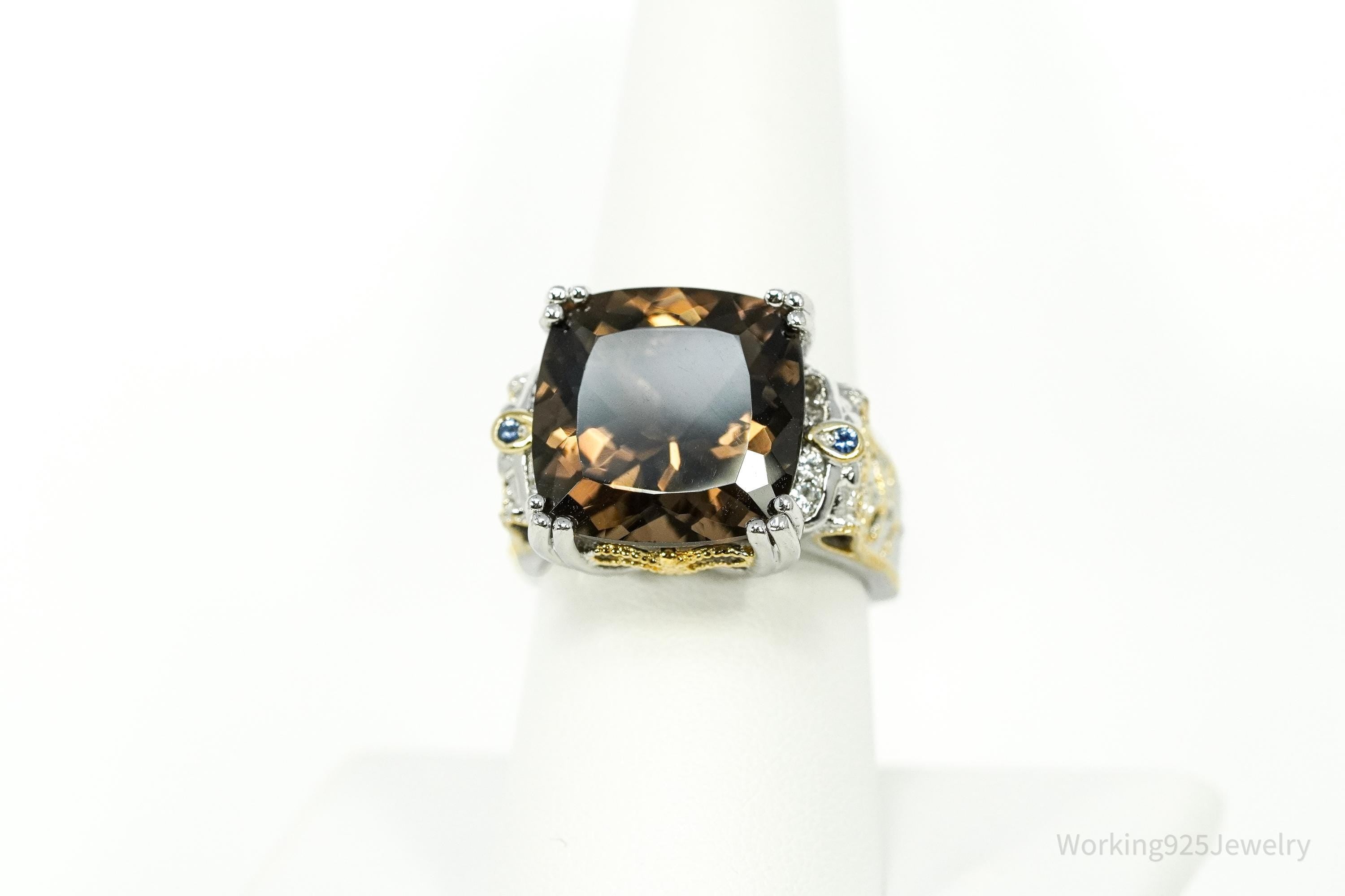 Michael Valitutti Gems en Vogue Smoky Quartz 24K Gold Sterling Silver Ring - Size 8