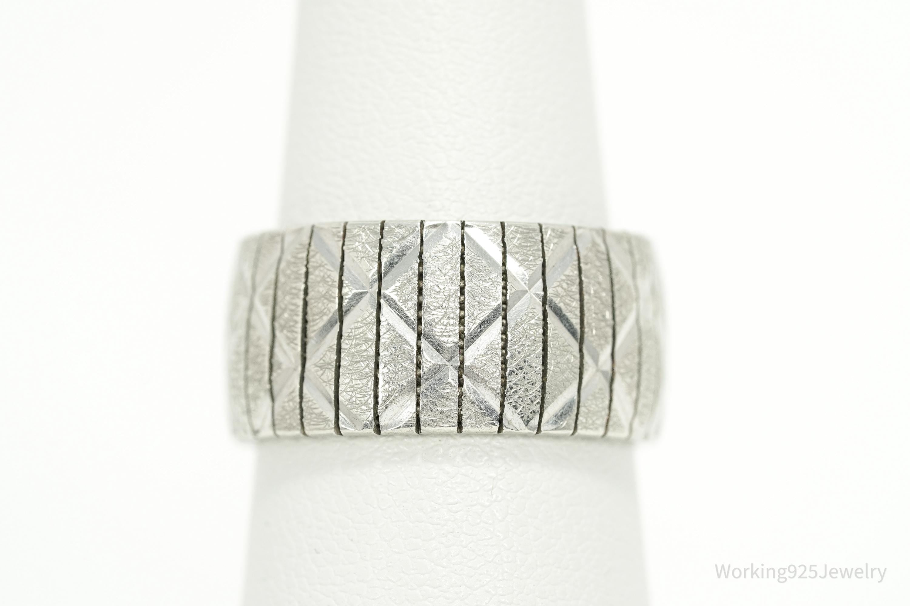 Vintage Italian REEB Sterling Silver Band Ring - Size 8.75