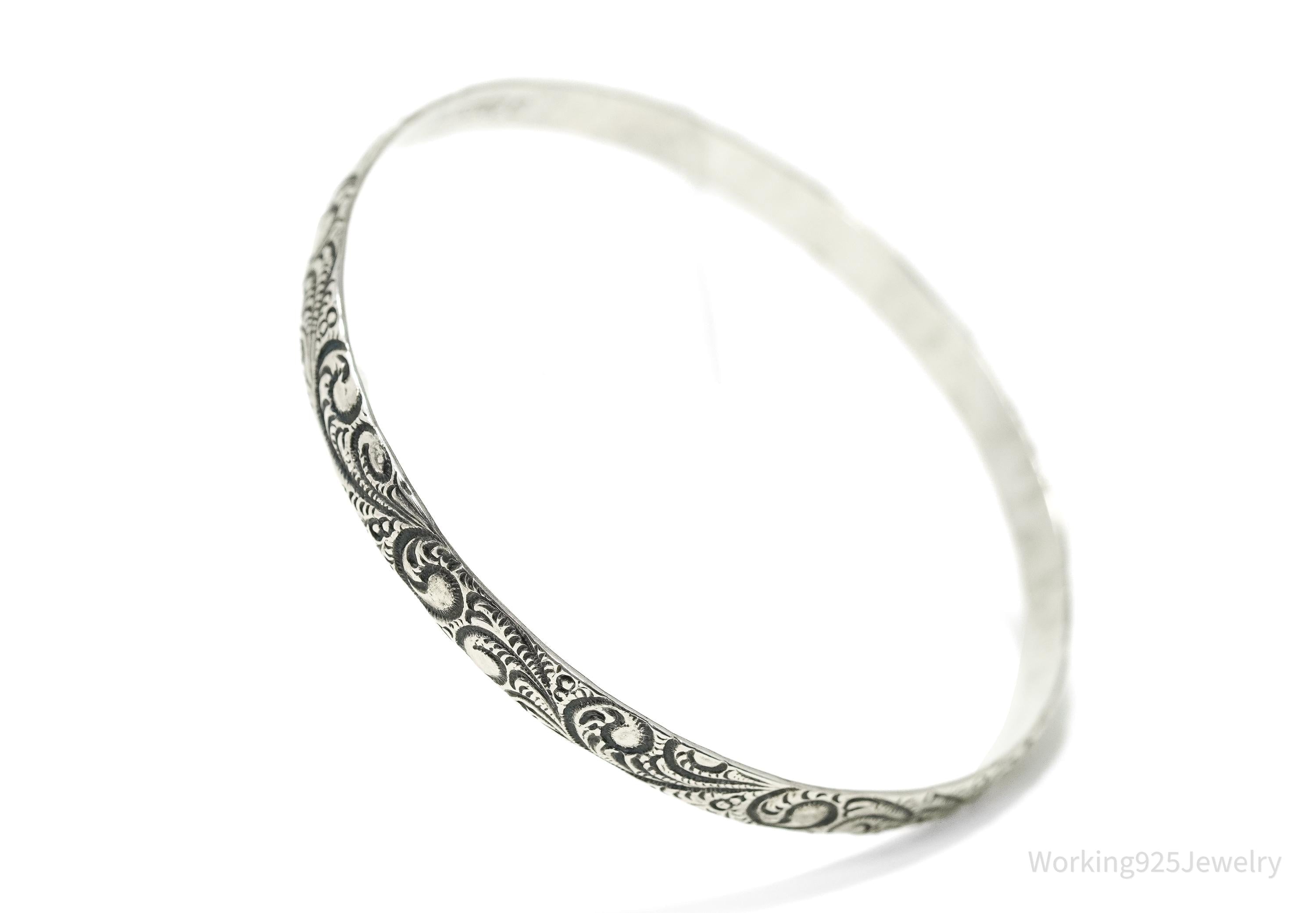 Antique Designer Danecraft Art Deco Pattern Sterling Silver Bracelet 8"