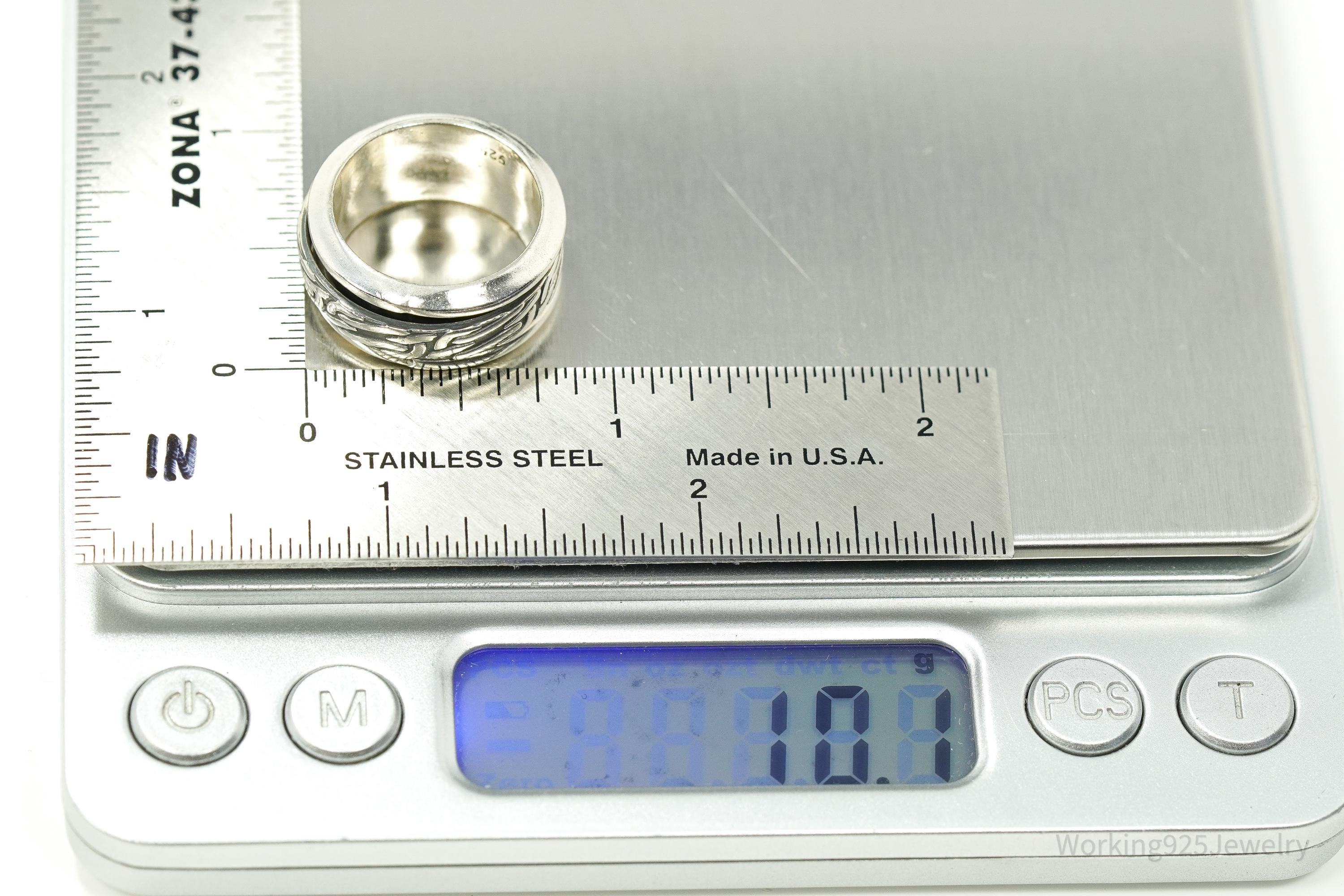 Vintage Celtic Knots Pattern Sterling Silver Spinner Band Ring - Size 6.5