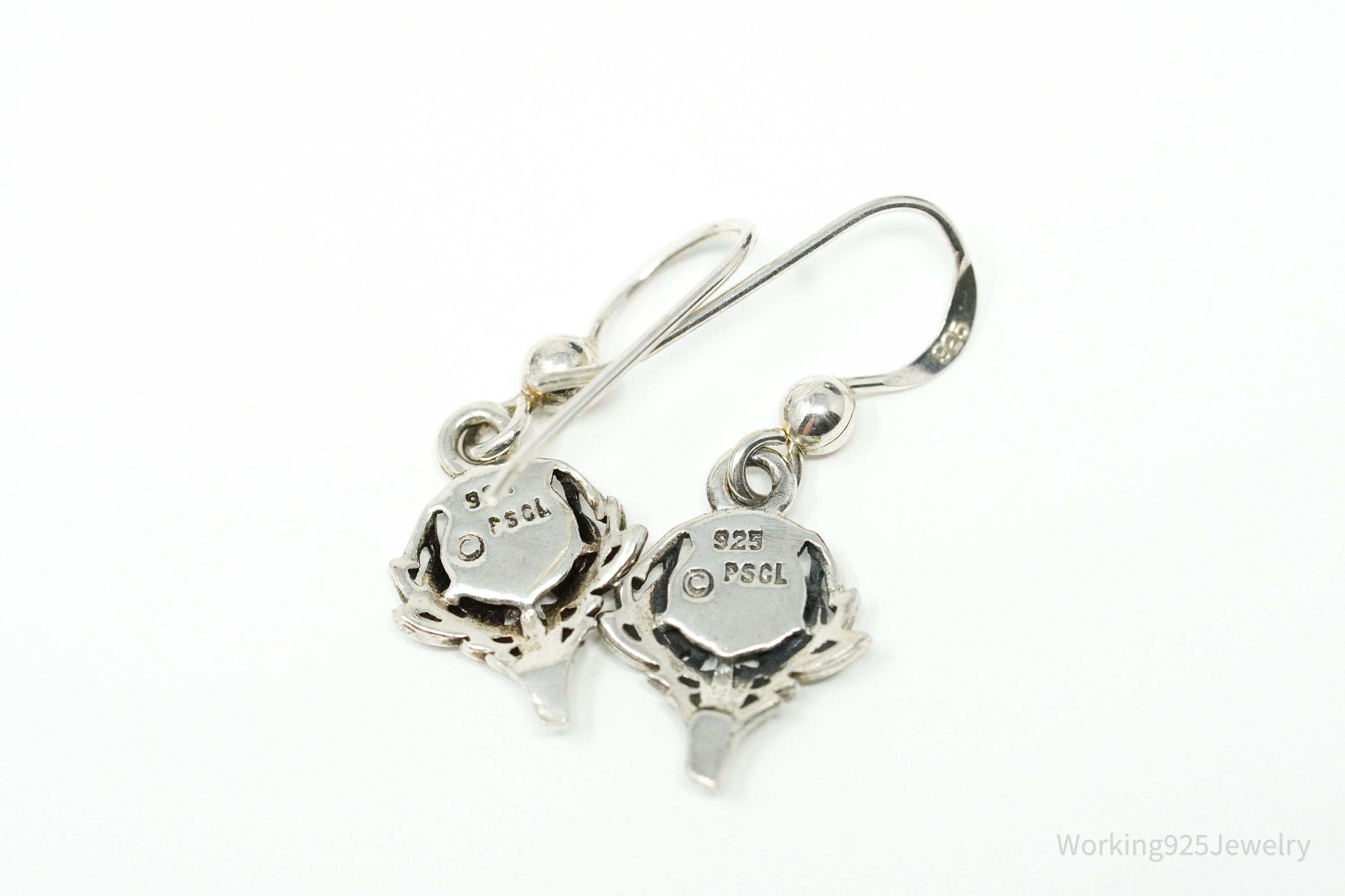 Vintage Scottish Thistle Sterling Silver Earrings