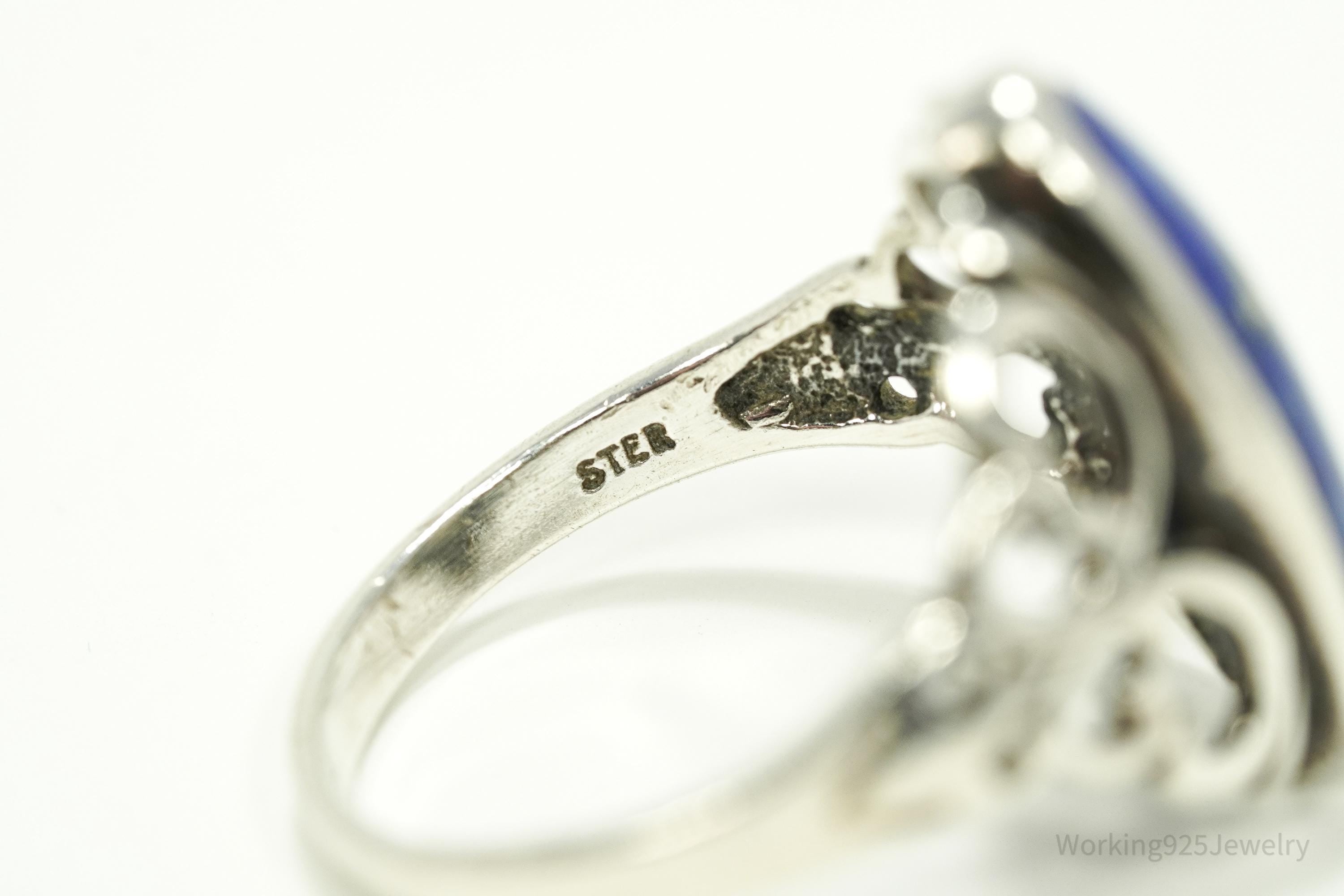 Vintage Designer Kabana Lapis Lazuli Sterling Silver Ring - Size 9