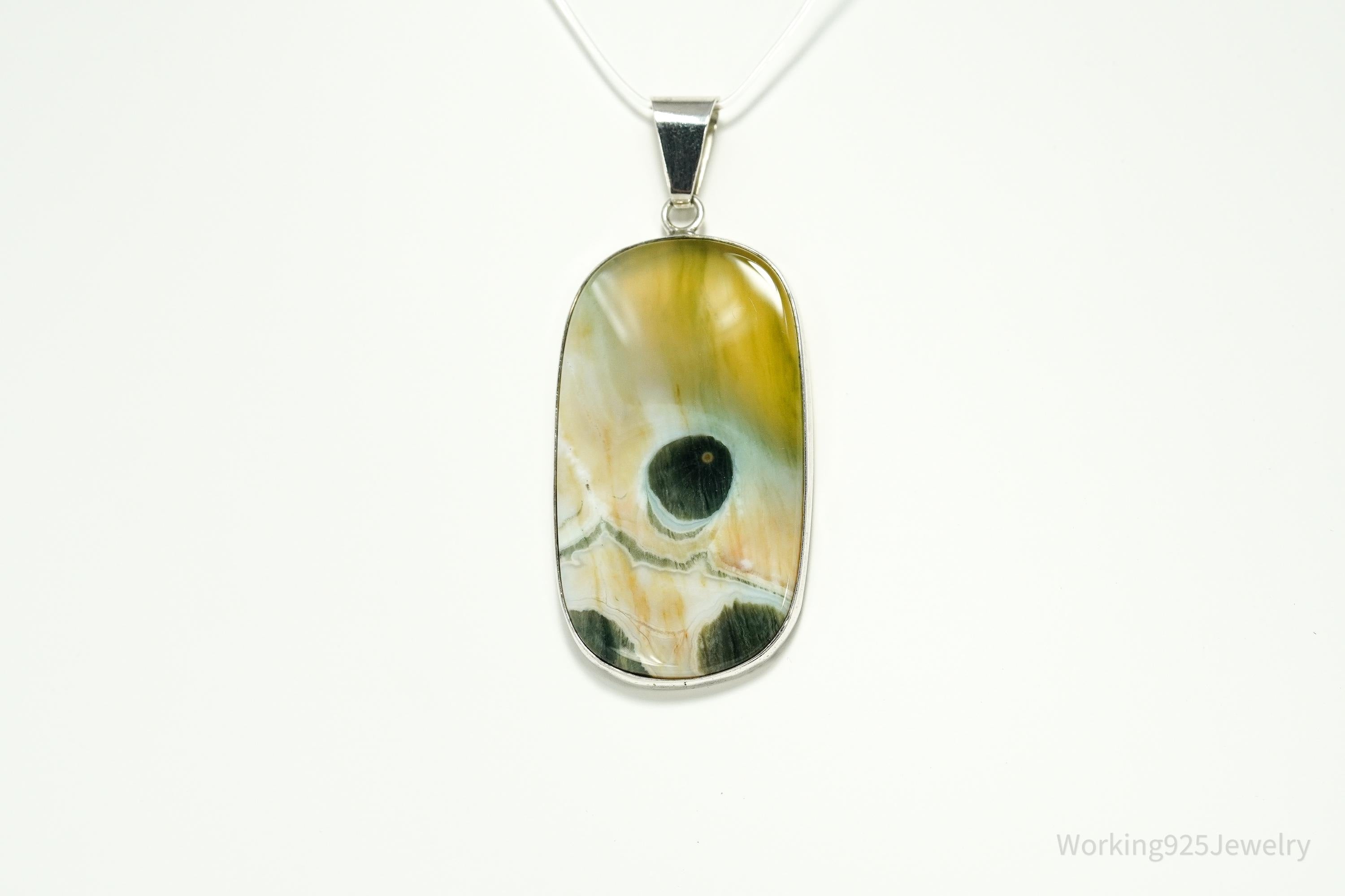 Large Vintage D. Robert Smith Jasper Sterling Silver Pendant