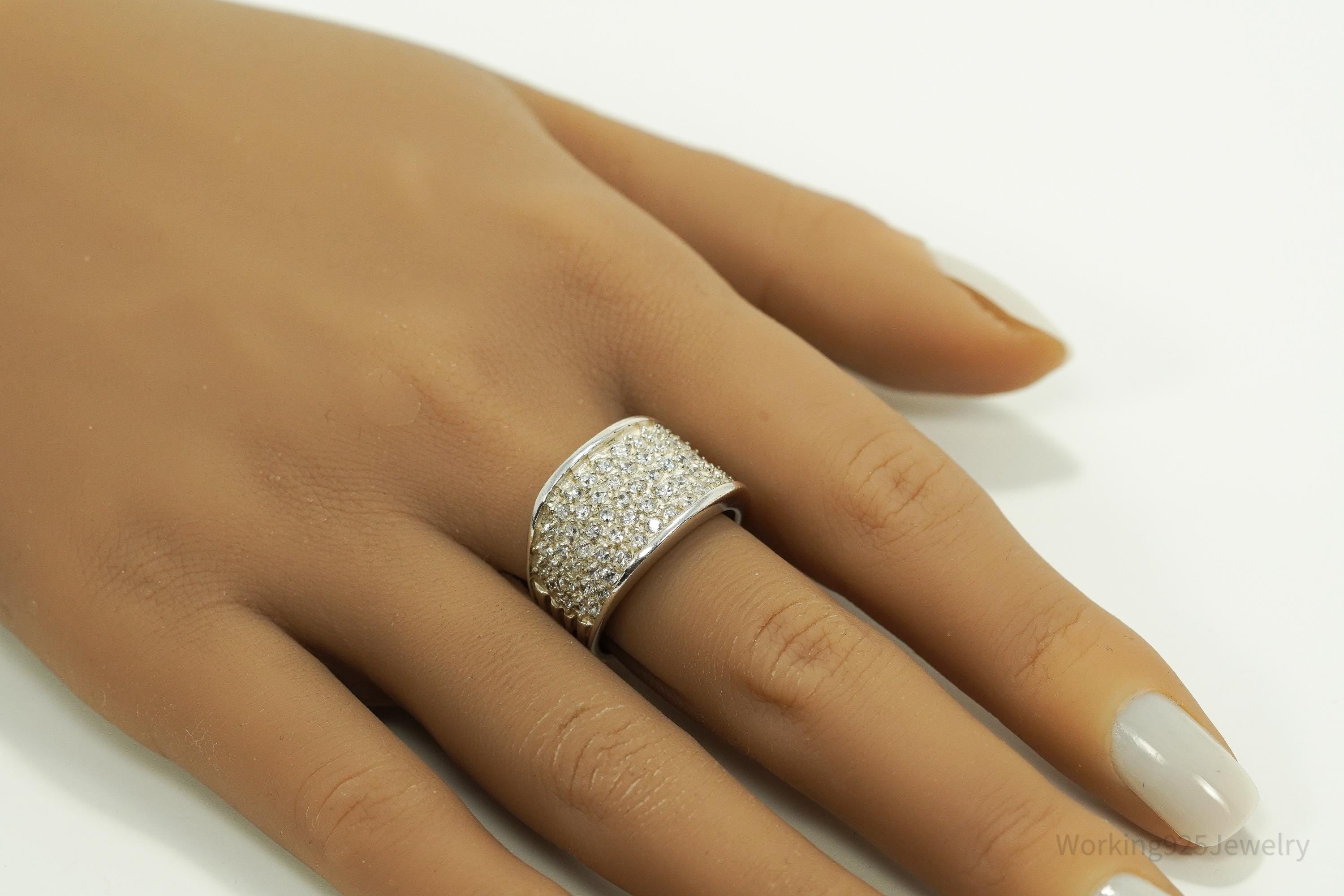 Vintage SETA Cubic Zirconia Sterling Silver Band Ring - Size 9