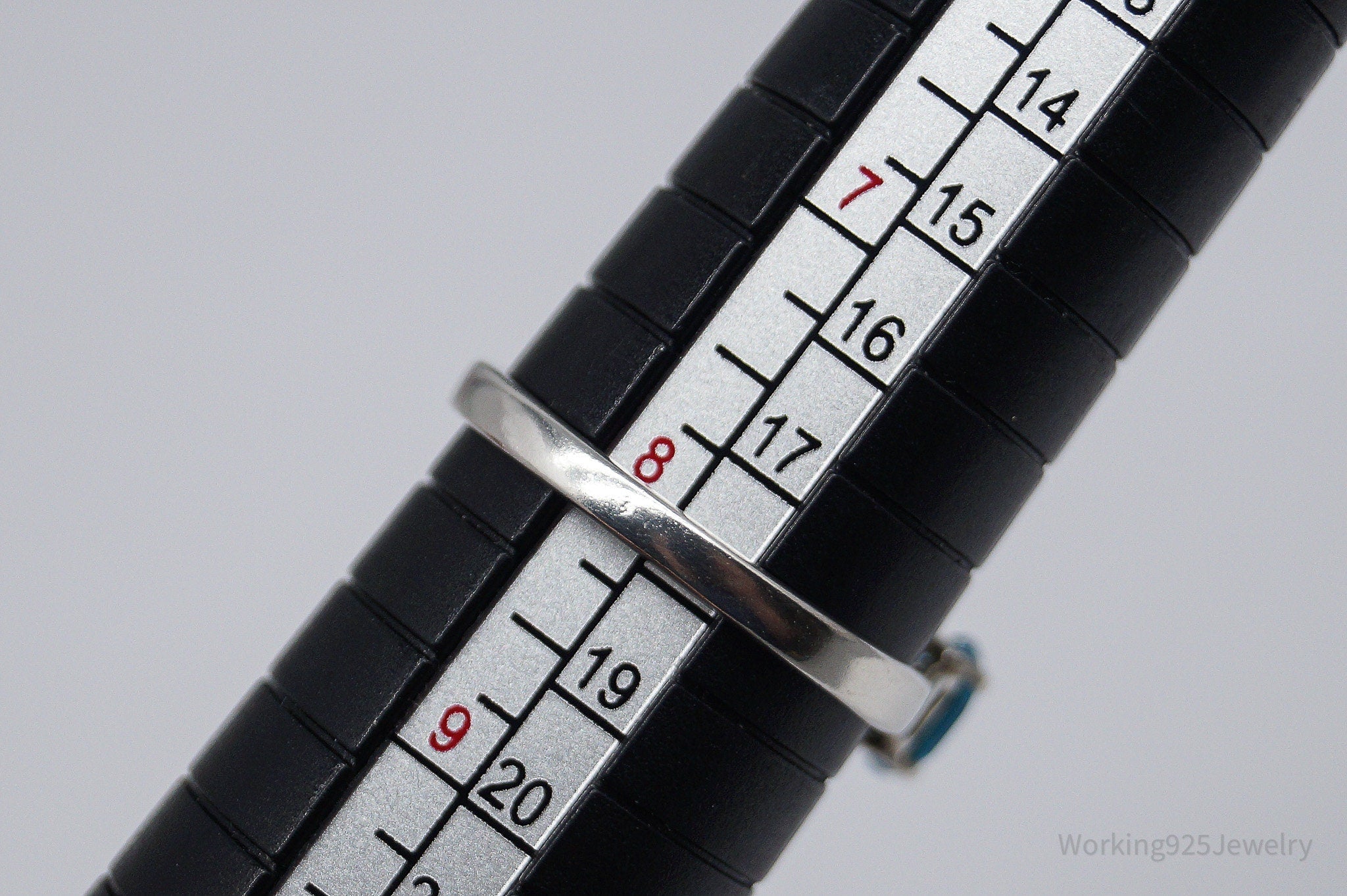 Vintage CNA Blue Topaz Hearts Pattern Sterling Silver Ring - Size 8