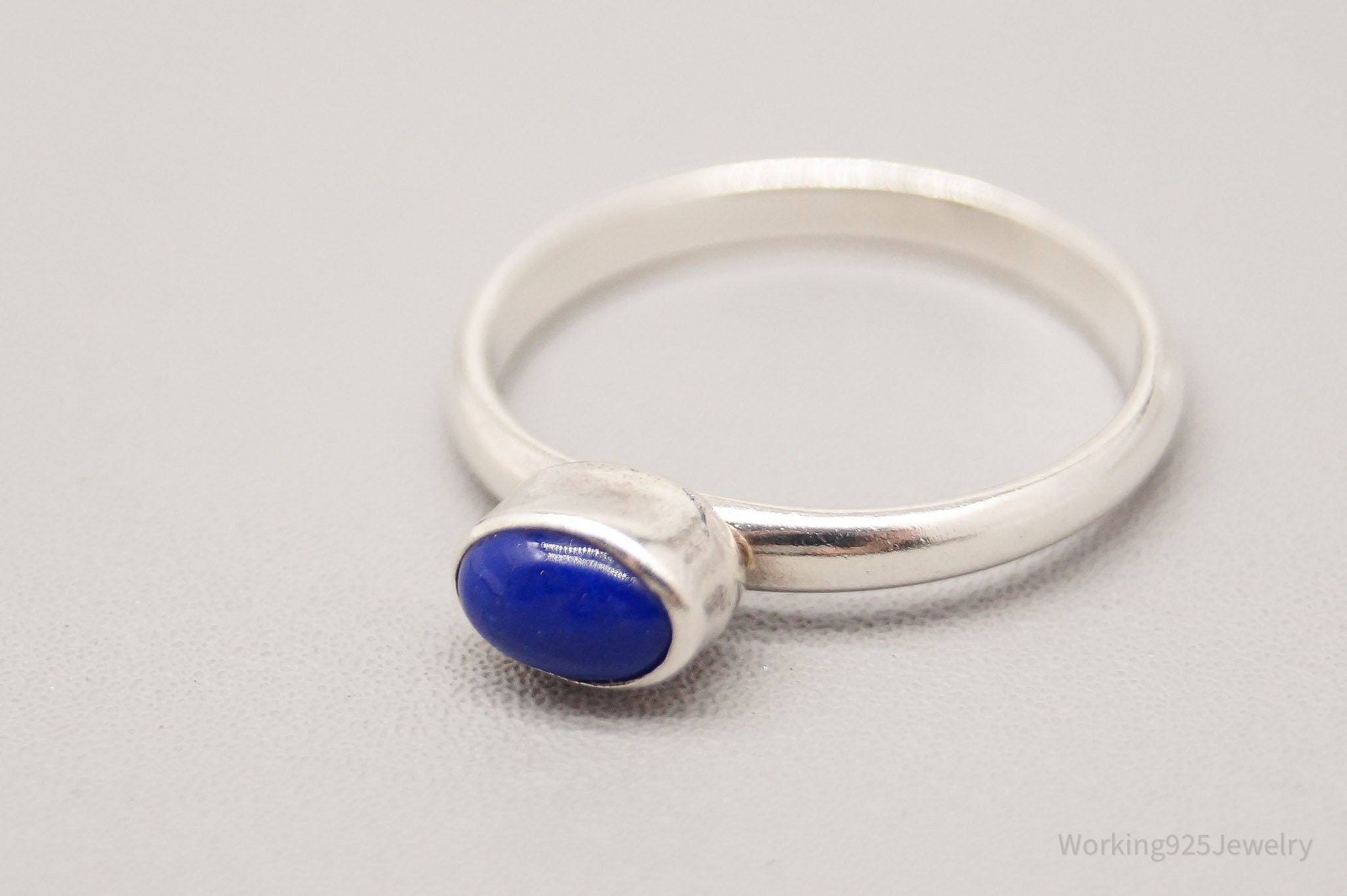 Vintage Lapis Lazuli Silver Ring - Size 6