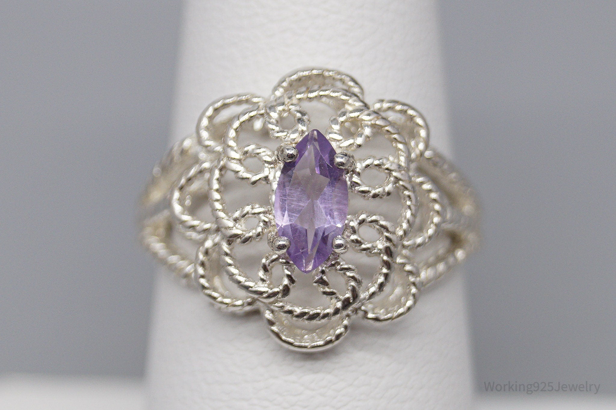 Vintage Amethyst Sterling Silver Ring - Size 7