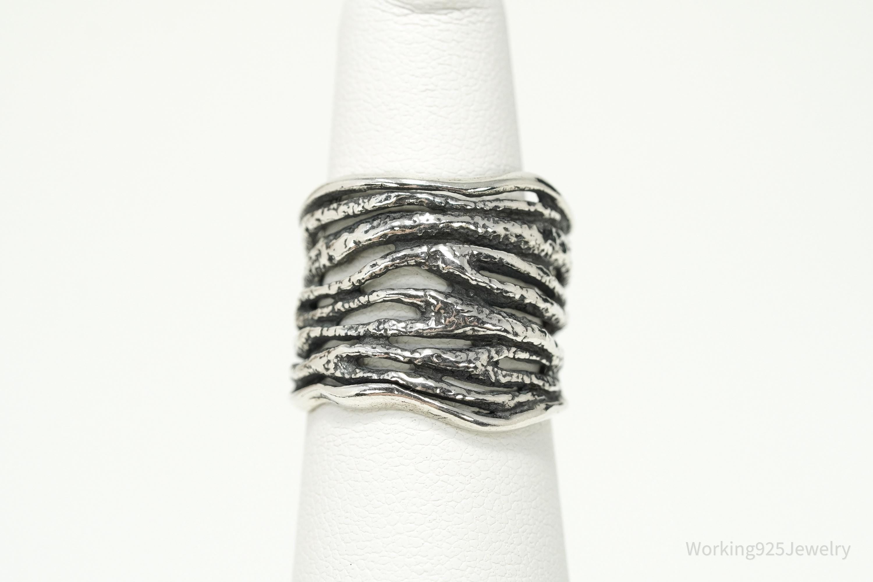 Vintage Shablool Didae Textured Sterling Silver Band Ring Size 6