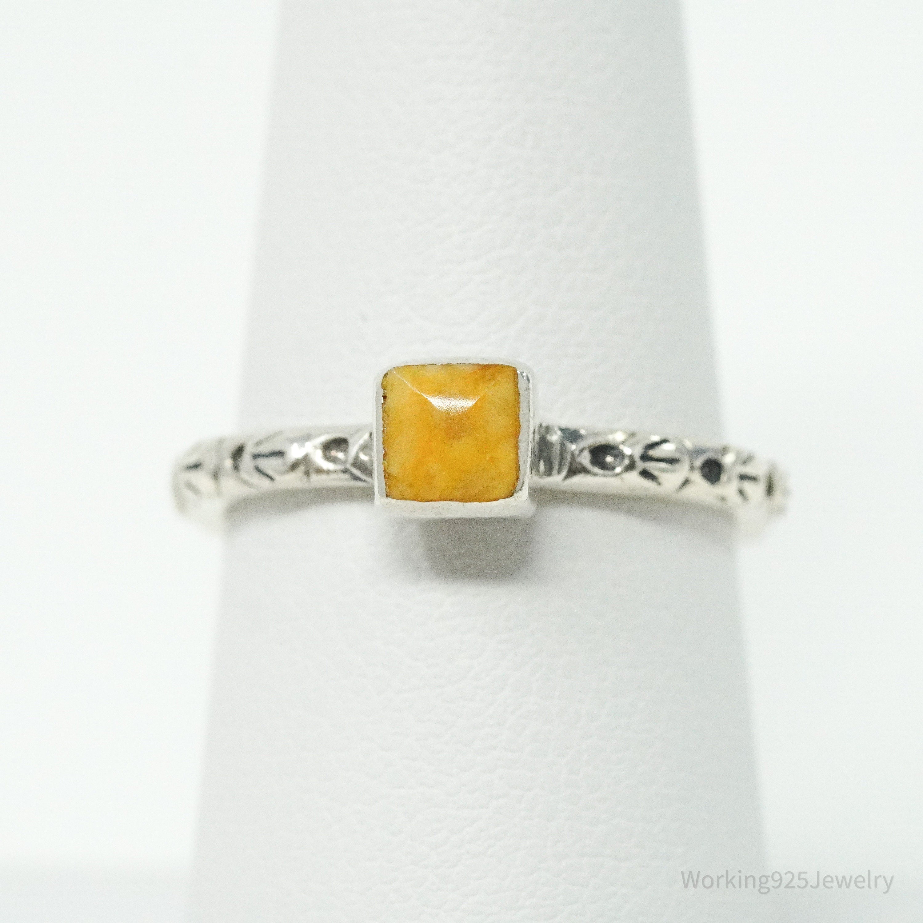 Vintage Peyote Bird Southwestern Shell Oyster Sterling Silver Ring - Size 7