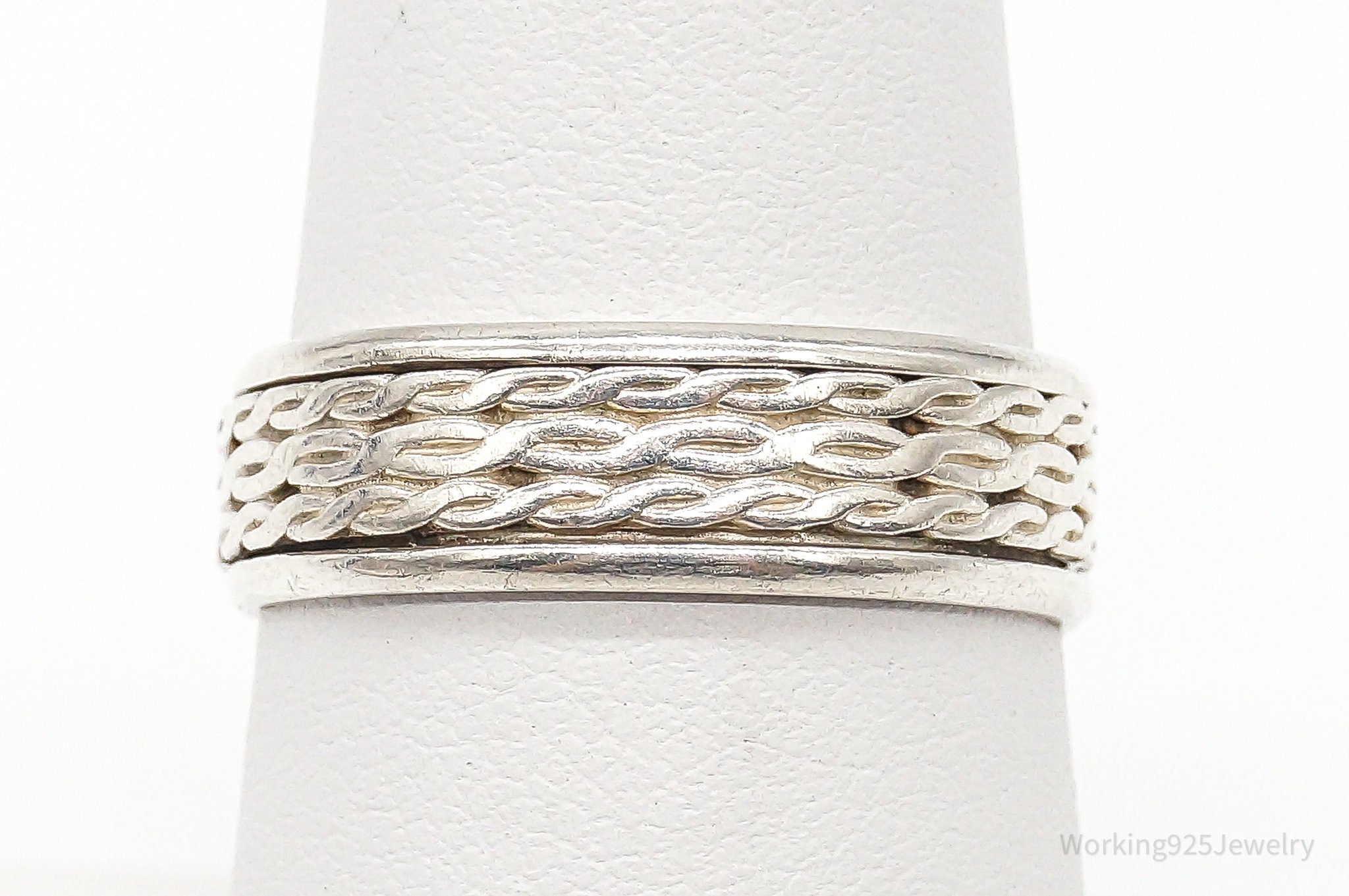 Vintage Wire Tread Sterling Silver Spinner Band Ring Size 7.5