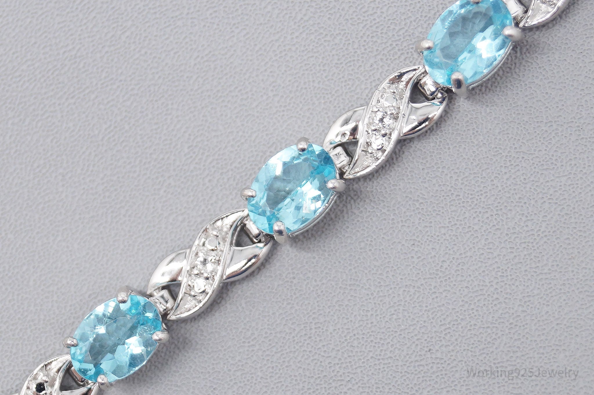 JTV TGGC Blue & White Topaz Sterling Silver Bracelet / Anklet