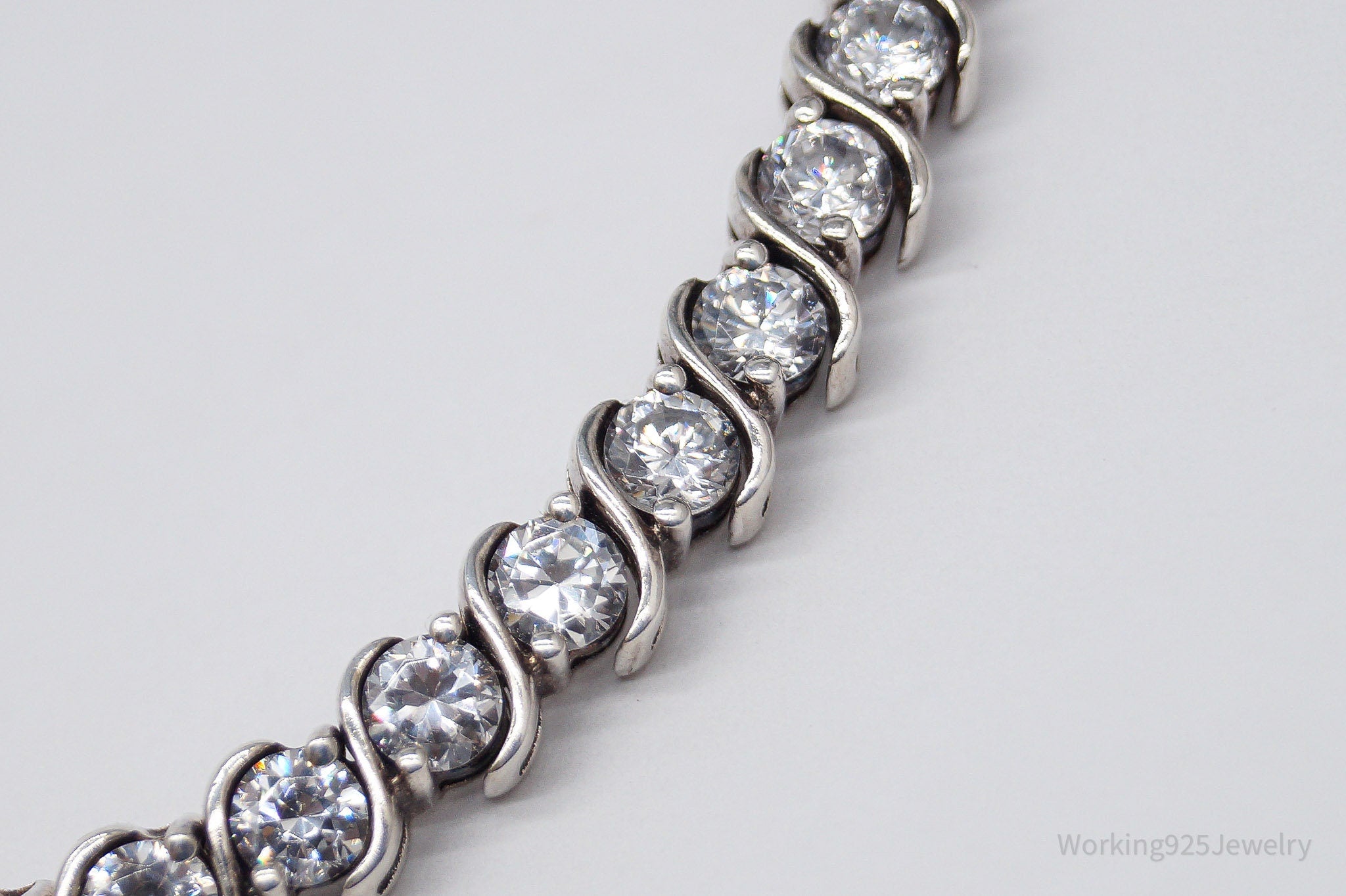 Vintage Ross Simons Cubic Zirconia Sterling Silver Tennis Bracelet 7 15/16"