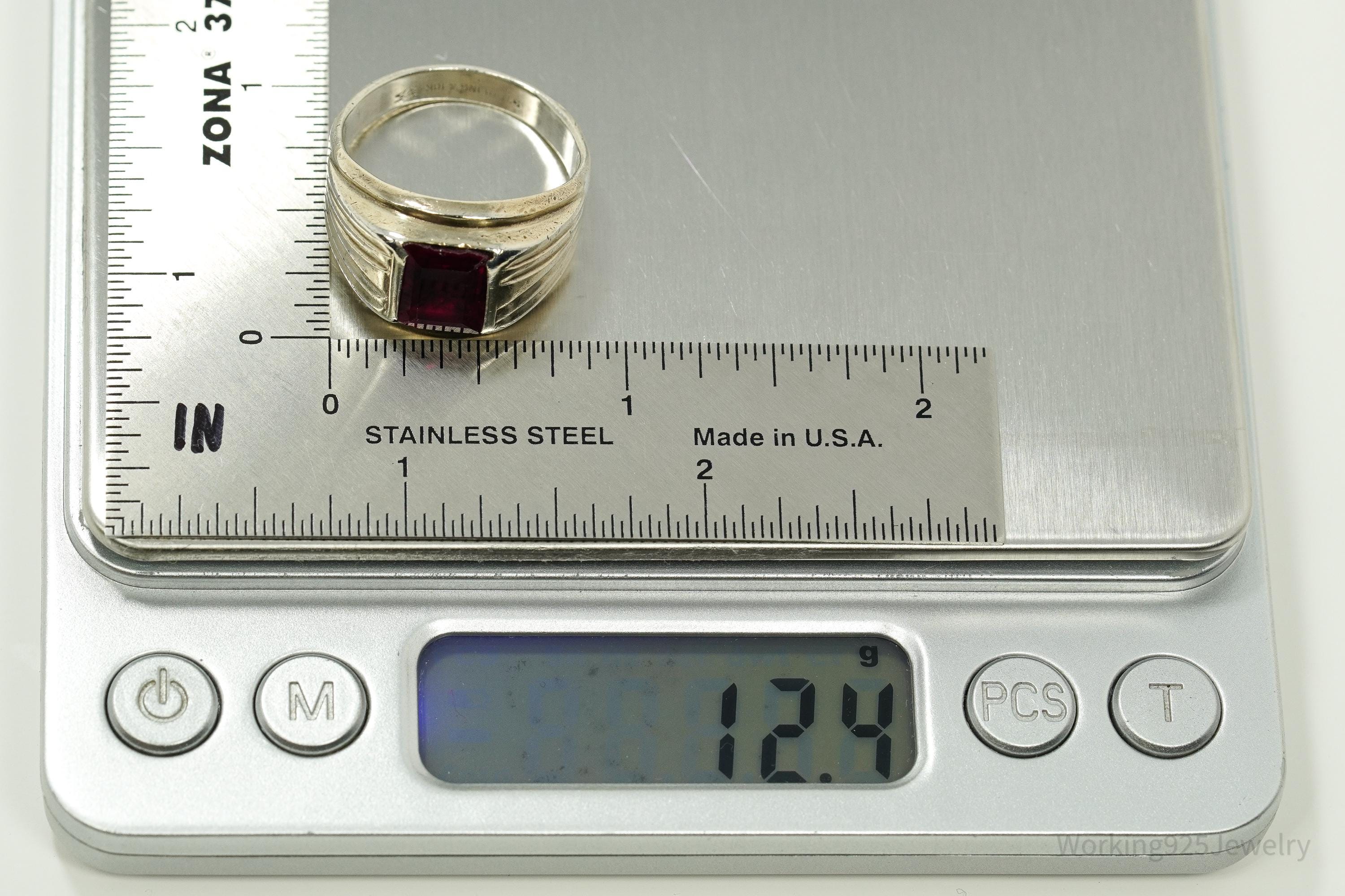 Vintage Vargas Mfg. Co. Ruby 10K Gold & Sterling Silver Ring - Size 10.5