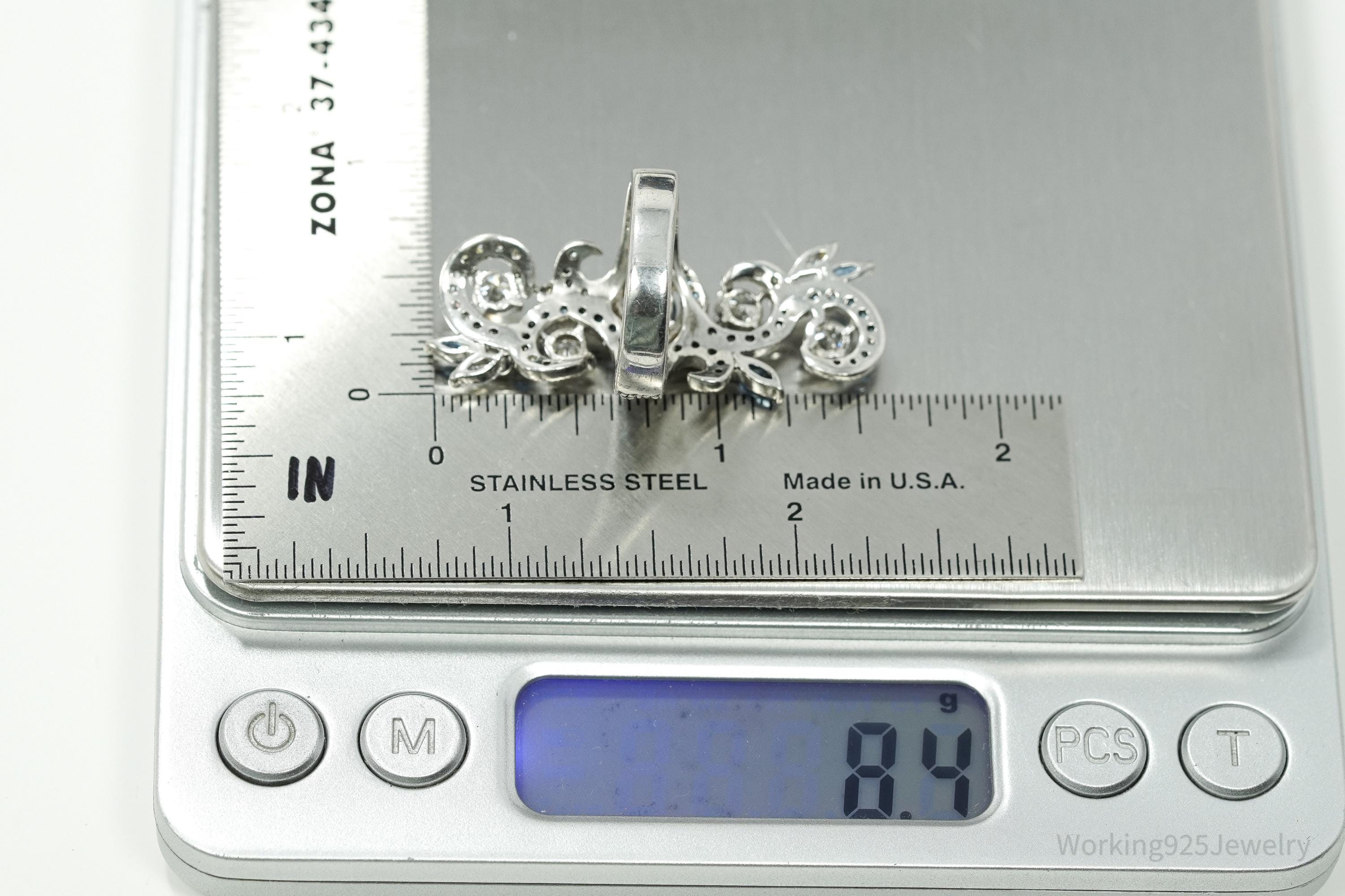 Vintage SETA Faux Blue Sapphire & Cubic Zirconia Sterling Silver Ring - Size 7