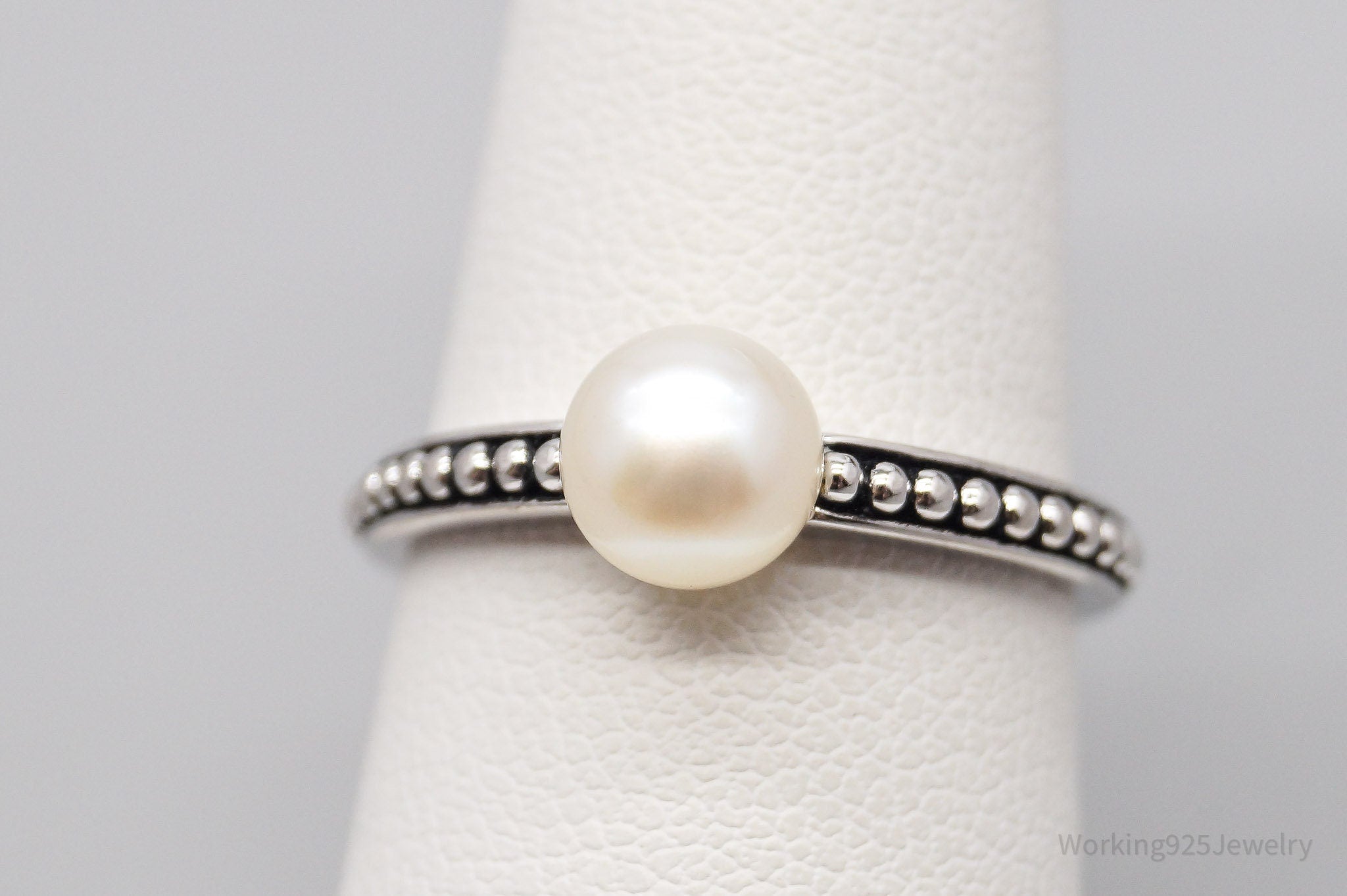 Vintage Honora White Cultured Pearl Sterling Silver Ring - Size 6.75