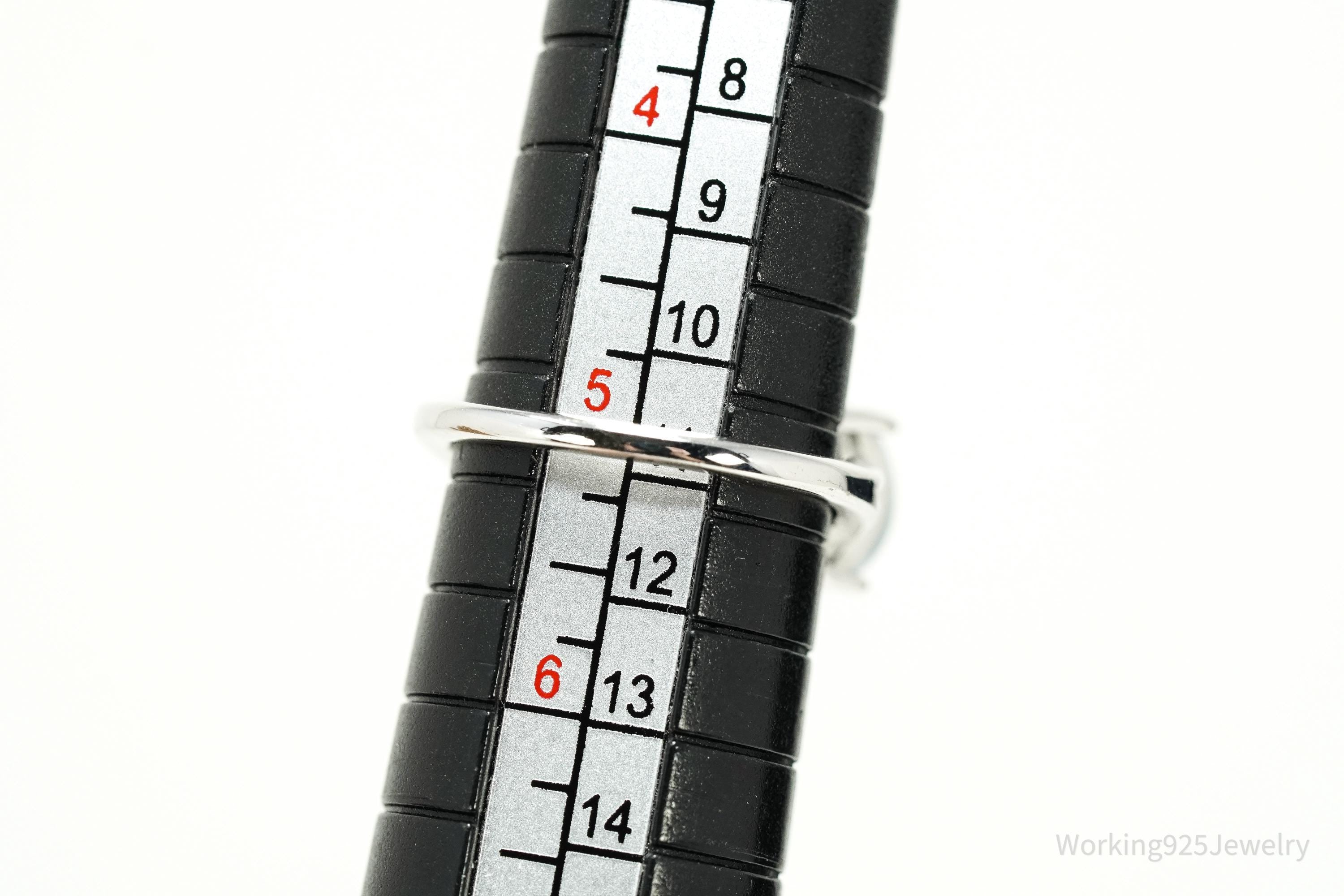 Vintage Y2K Aurora Moonstone & White Zircon Rhodium Over Sterling Silver Ring 5