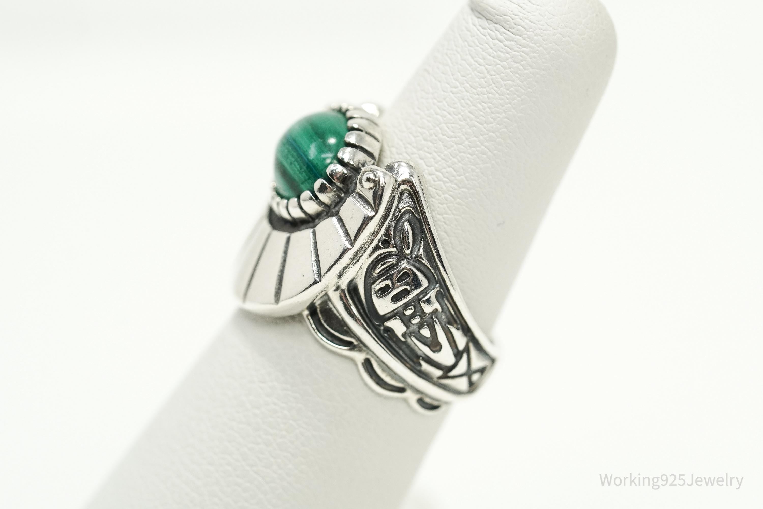 Vintage Carolyn Pollack Relios Fritz Malachite Sterling Silver Ring - Size 6.25
