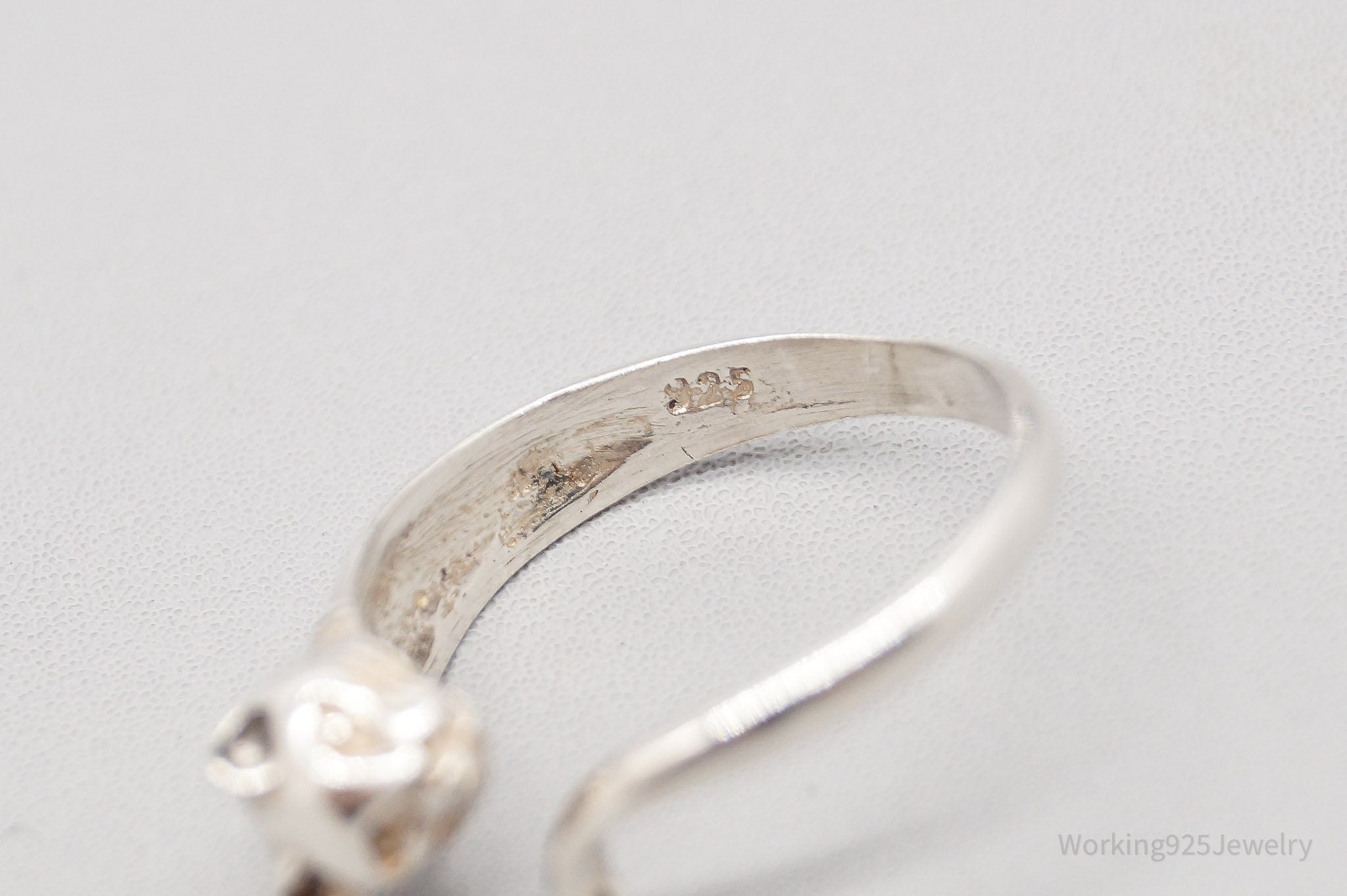 Vintage Cat Kitten Sterling Silver Wrap Ring - Size 7 Adjustable