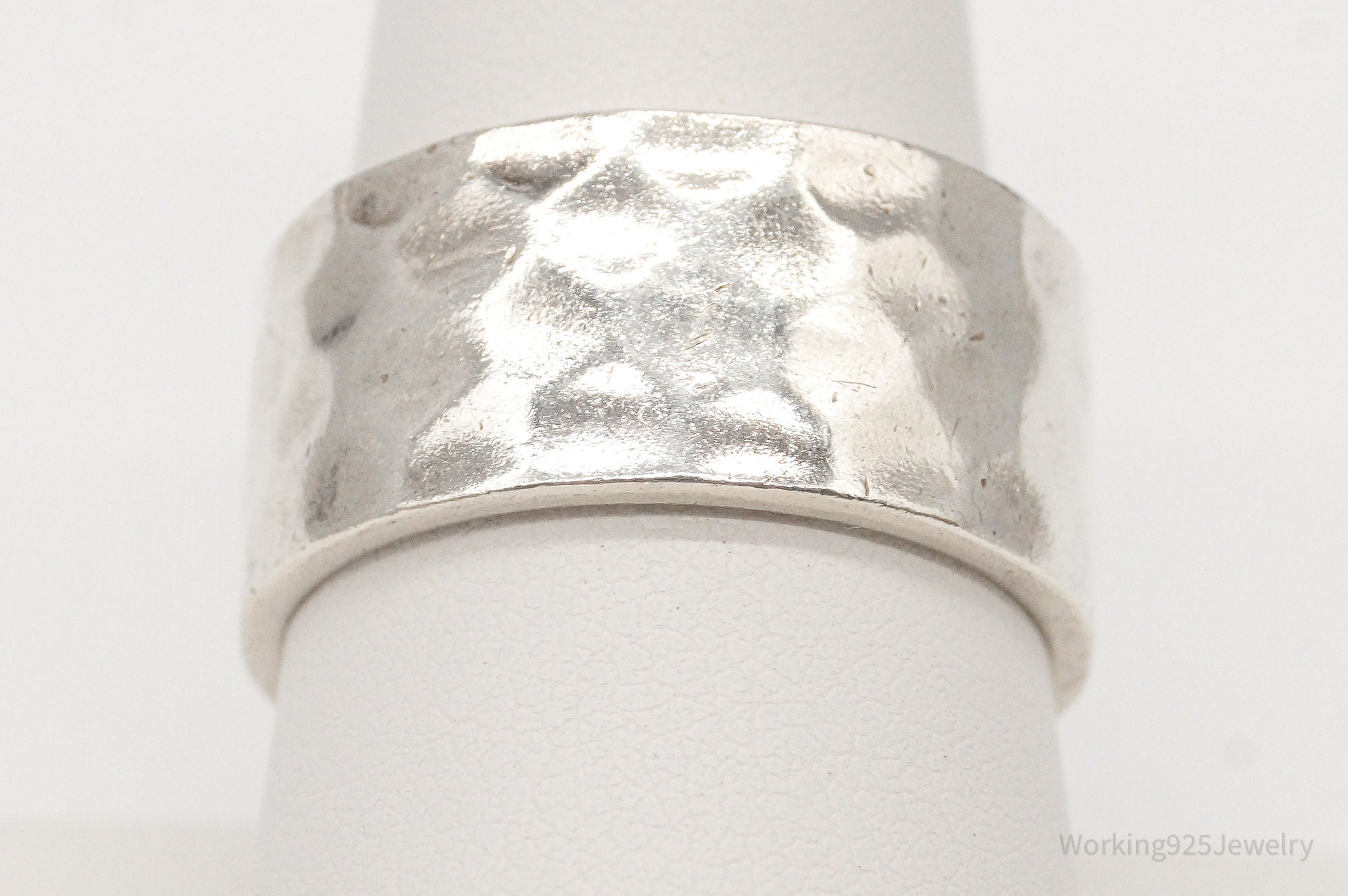 Vintage Mexico Sterling Silver Hammered Band Ring - Size 9.25