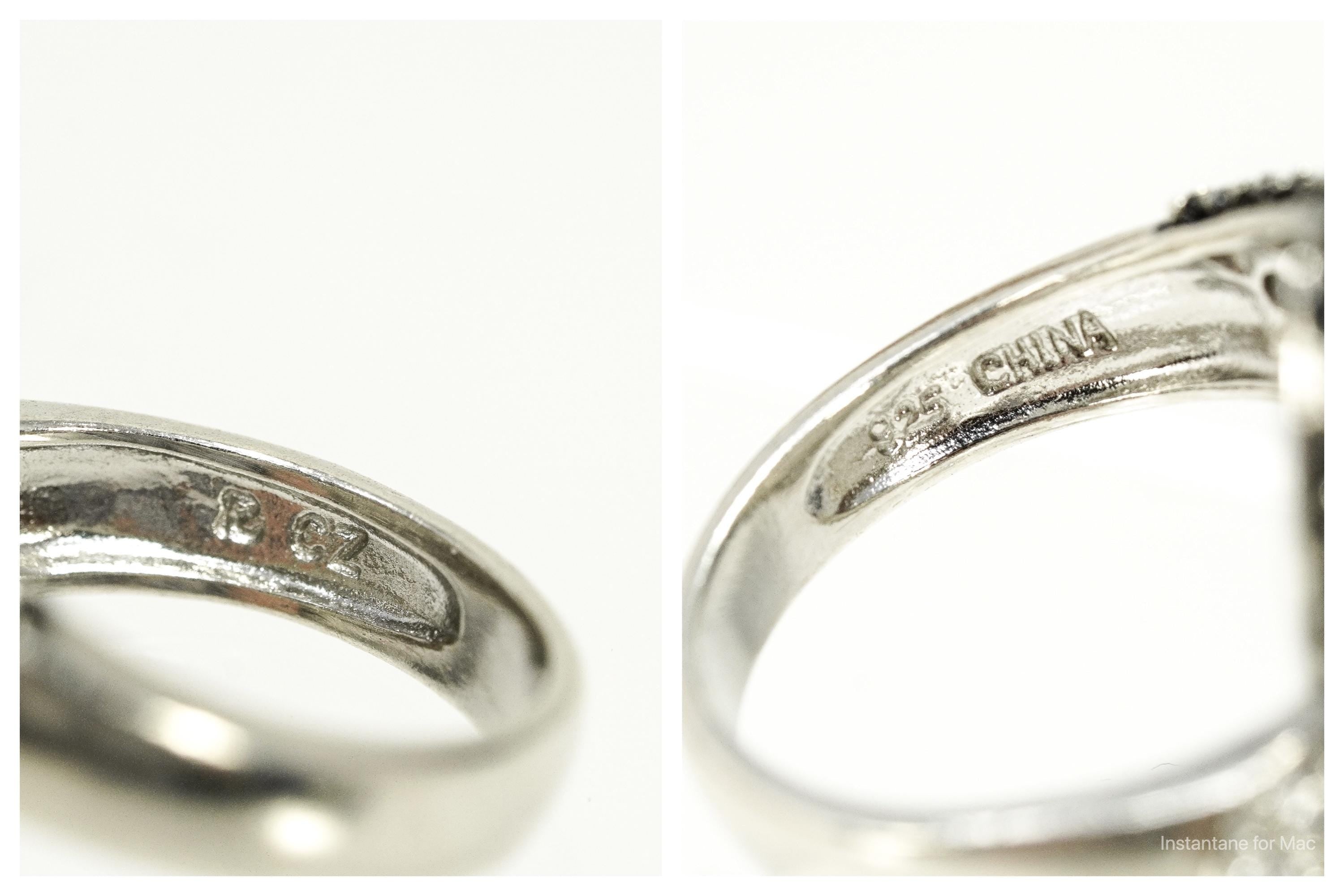 VTG Ross Simons Cubic Zirconia Black Spinel Sterling Silver Ring Size 7.75