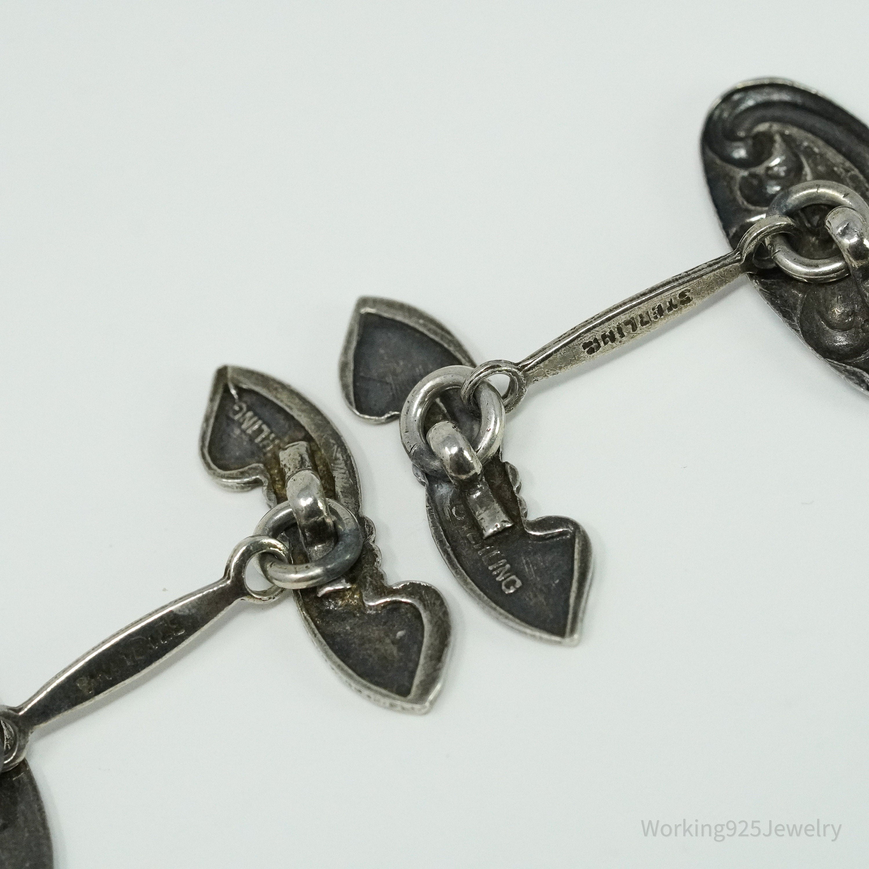 Antique Blue Enamel Sterling Silver Cufflinks