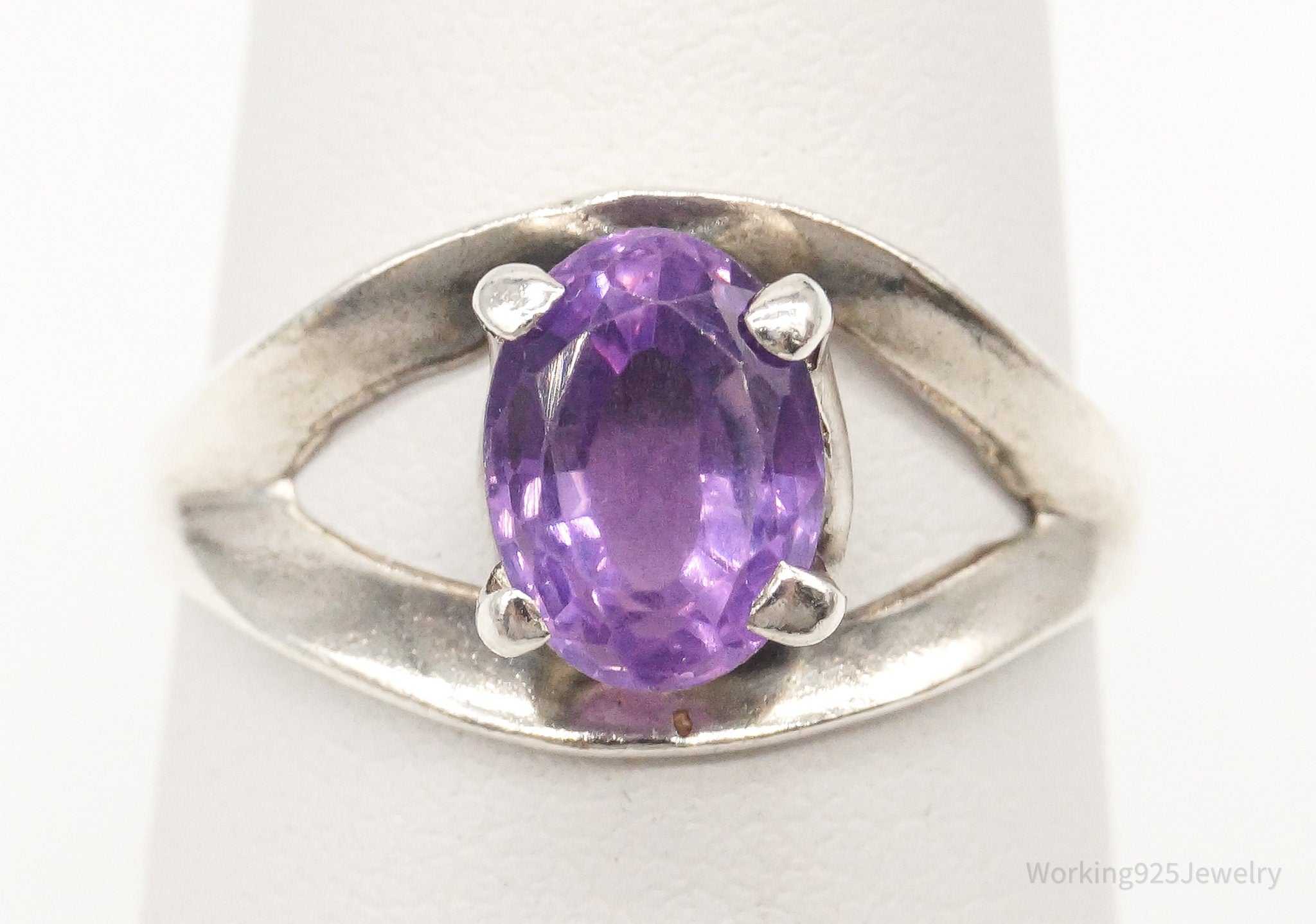 Vintage Mexico Amethyst 950 Silver Ring - Size 6.25