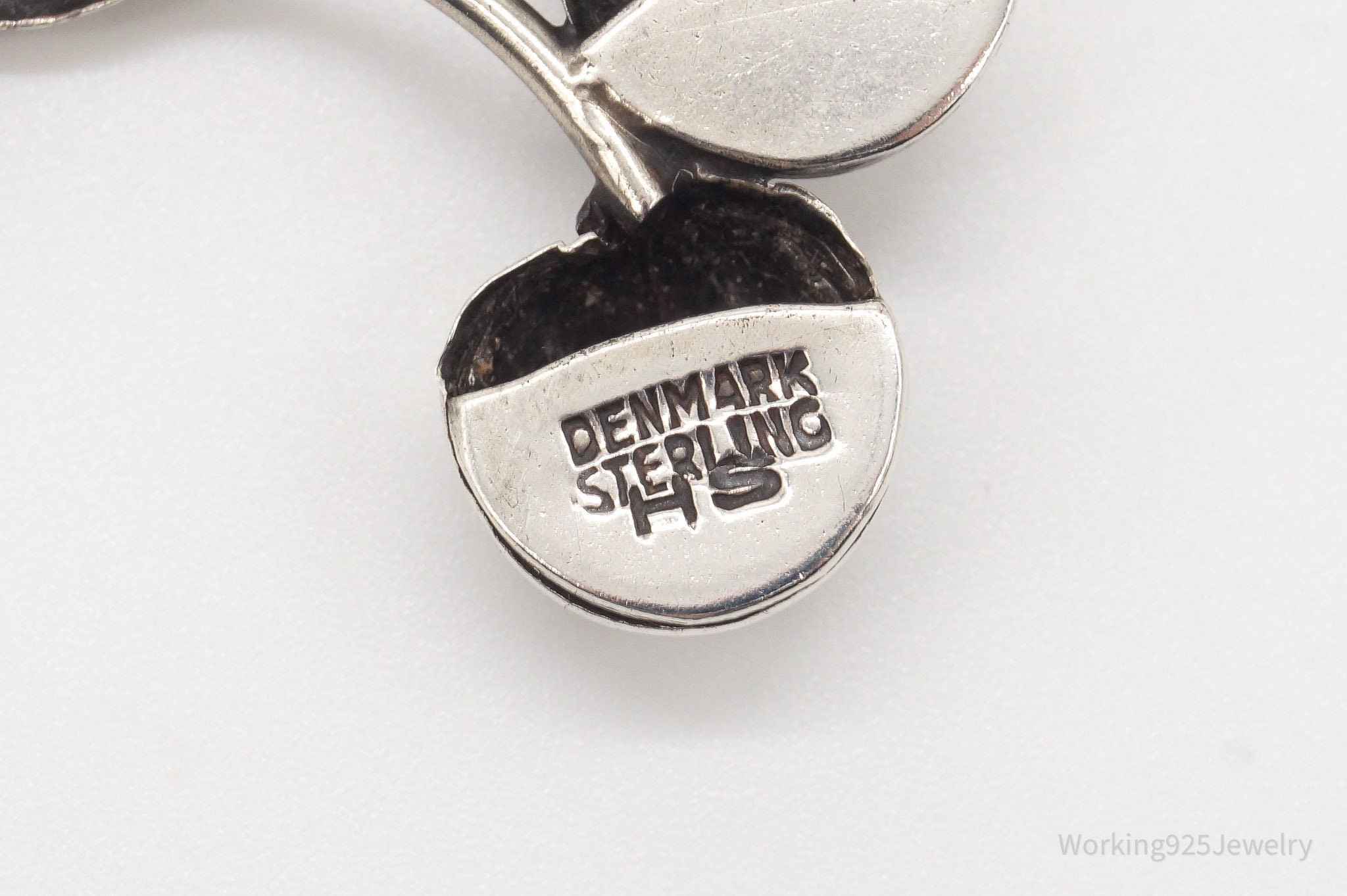 Vintage Denmark Hermann Siersbol Modernist Floral Sterling Silver Pin Brooch