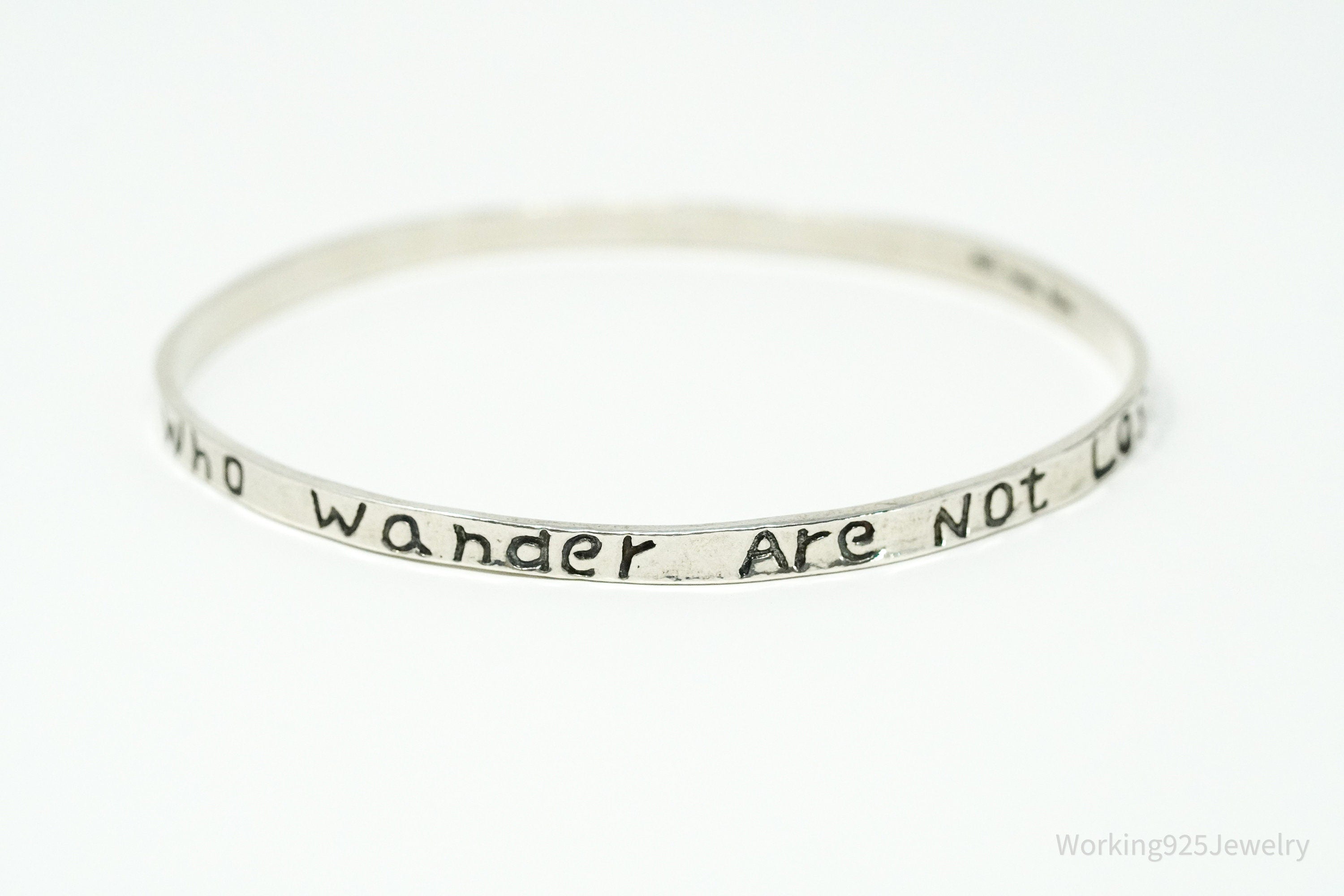 Vintage Didae "All Who Wander Are Not Lost" Sterling Silver Bracelet 7 5/8"