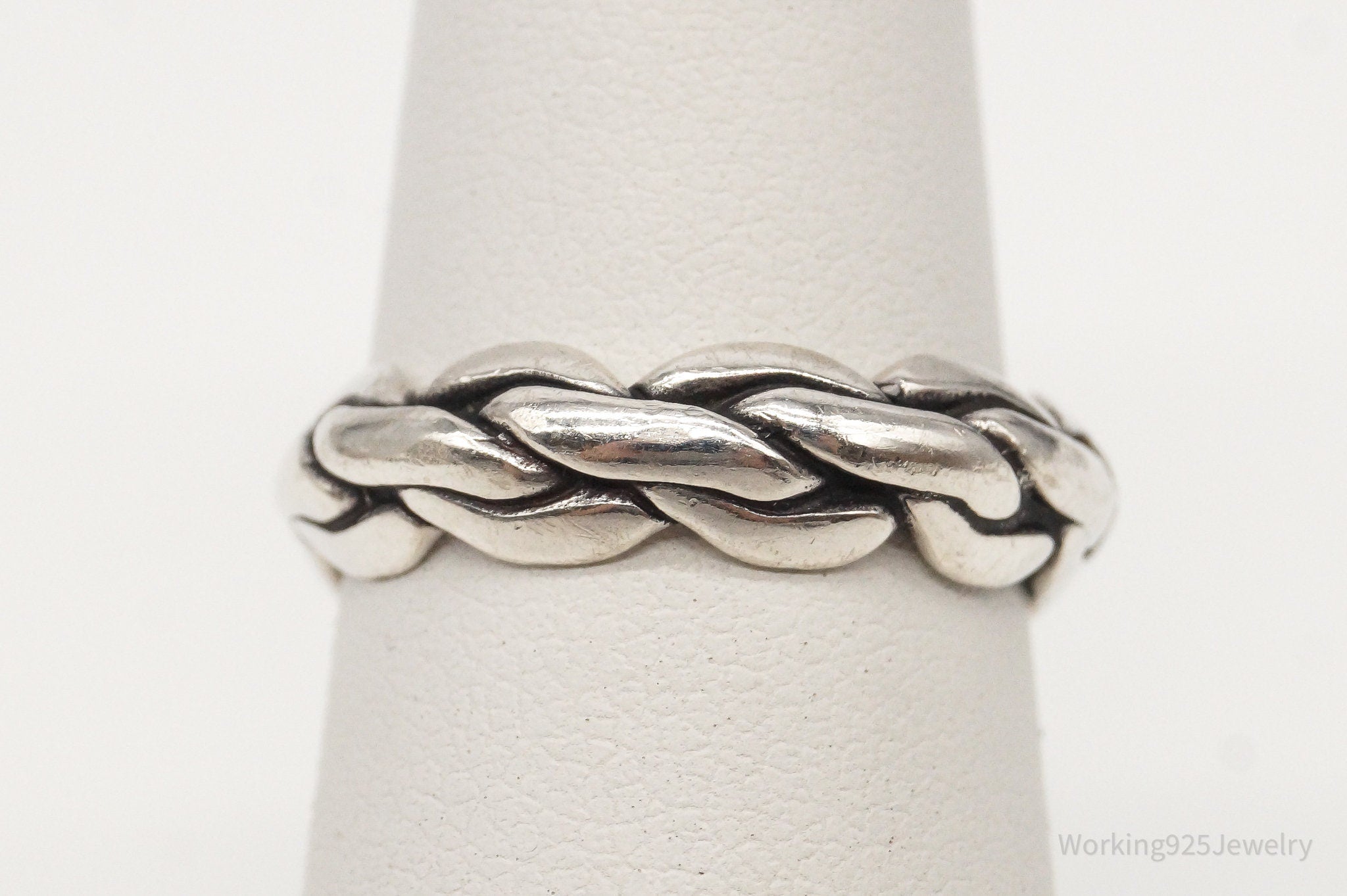 Vintage WM Co Chain Link Modernist Style Sterling Silver Ring - Size 5.75