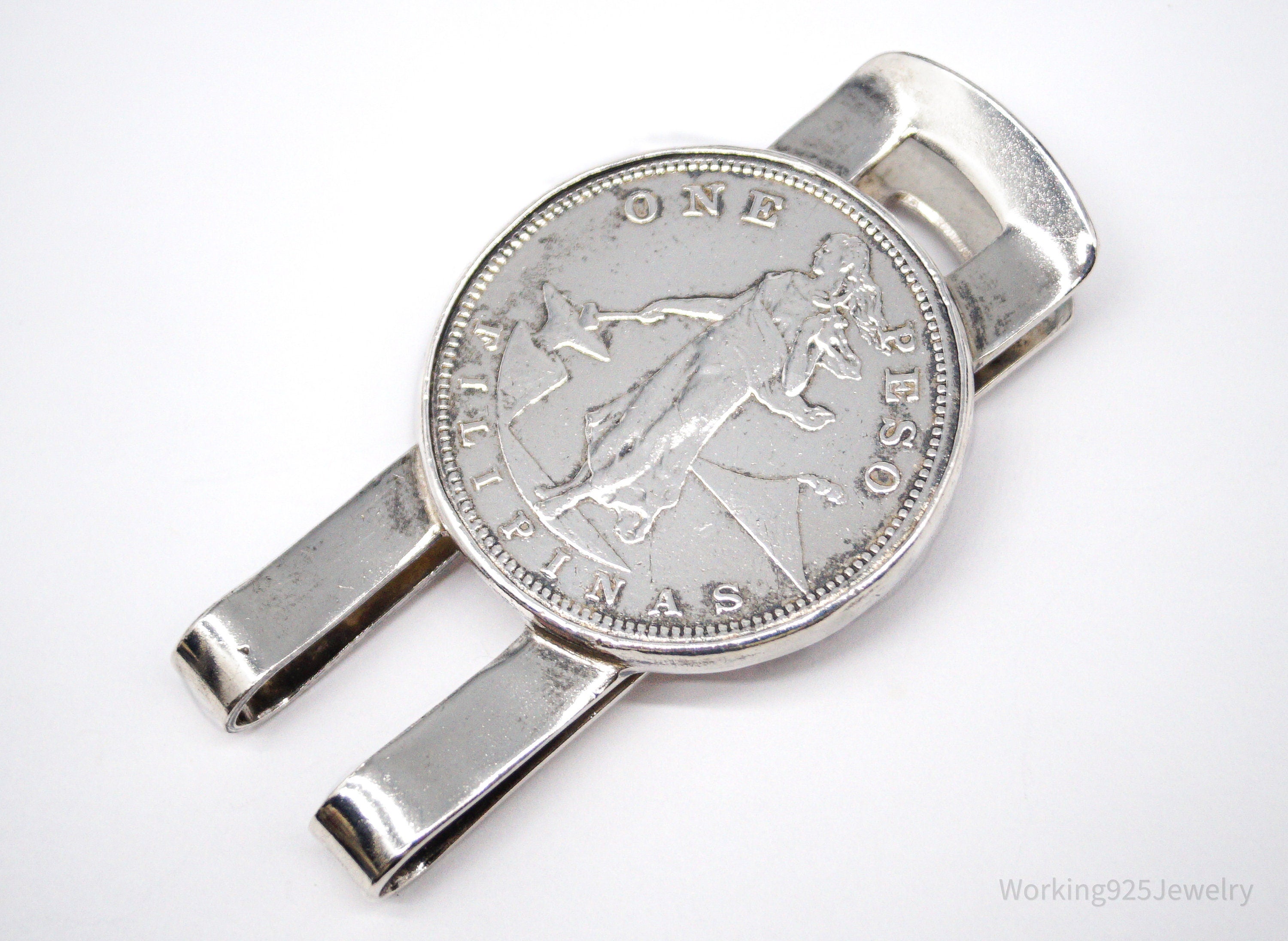 Philippines Silver Peso Coin Sterling Silver Money Clip