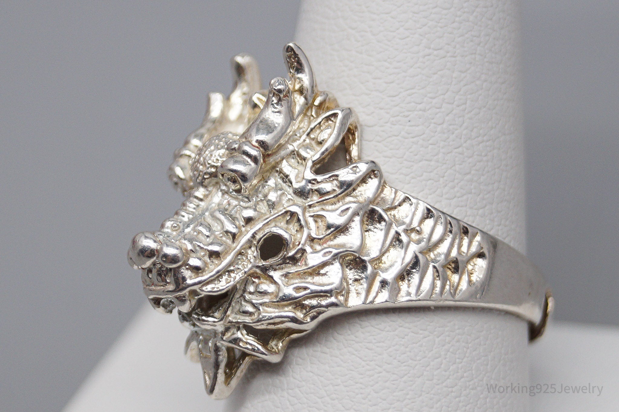 Vintage Dragon Head 999 Silver Ring - Size 10