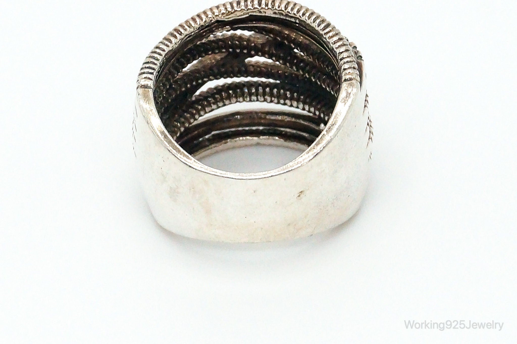 Vintage AK Cubic Zirconia Cable Sterling Silver Ring - Size 6