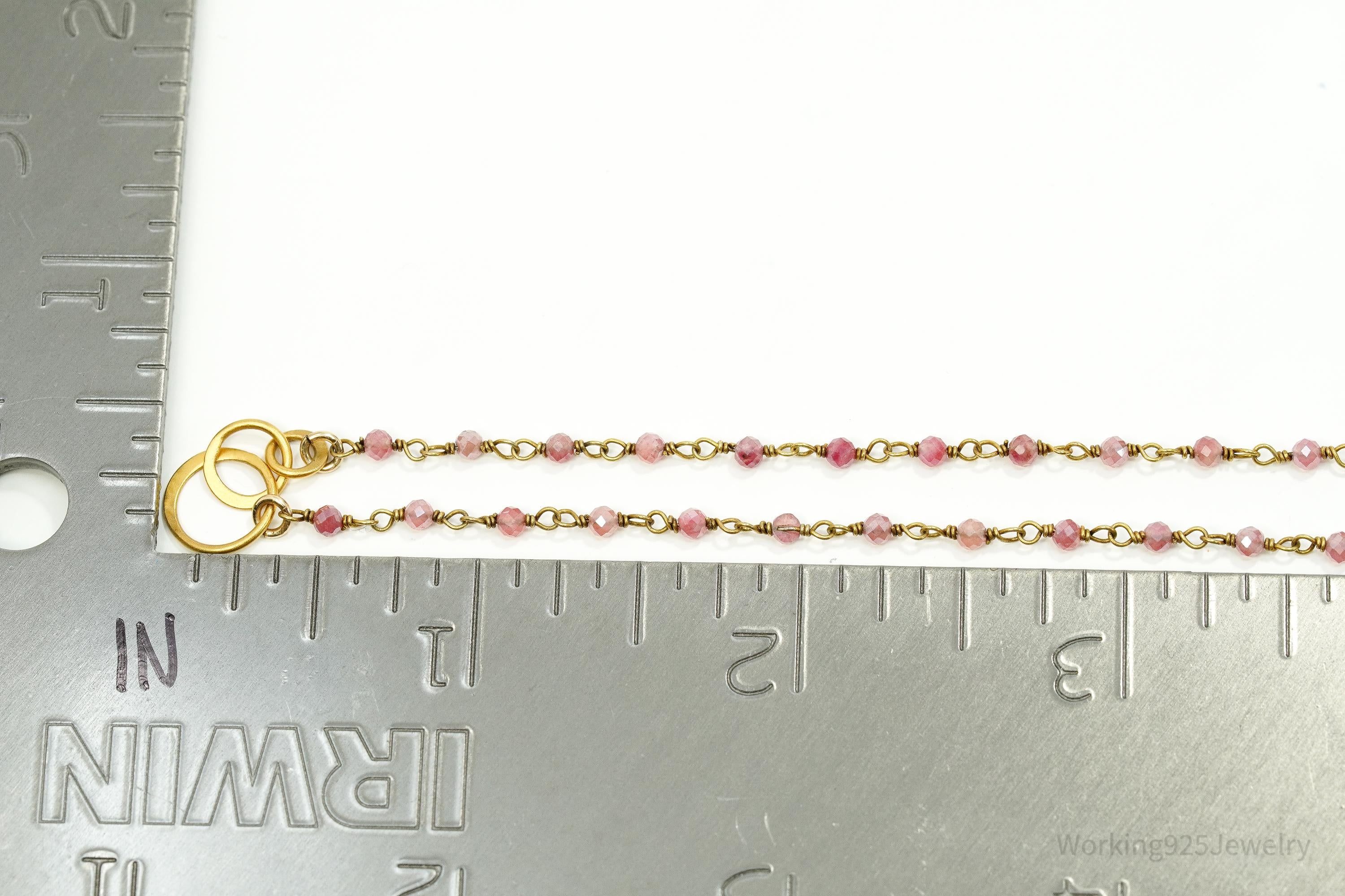 Vintage Pink Tourmaline 14K Yellow Gold Filled Necklace 19"