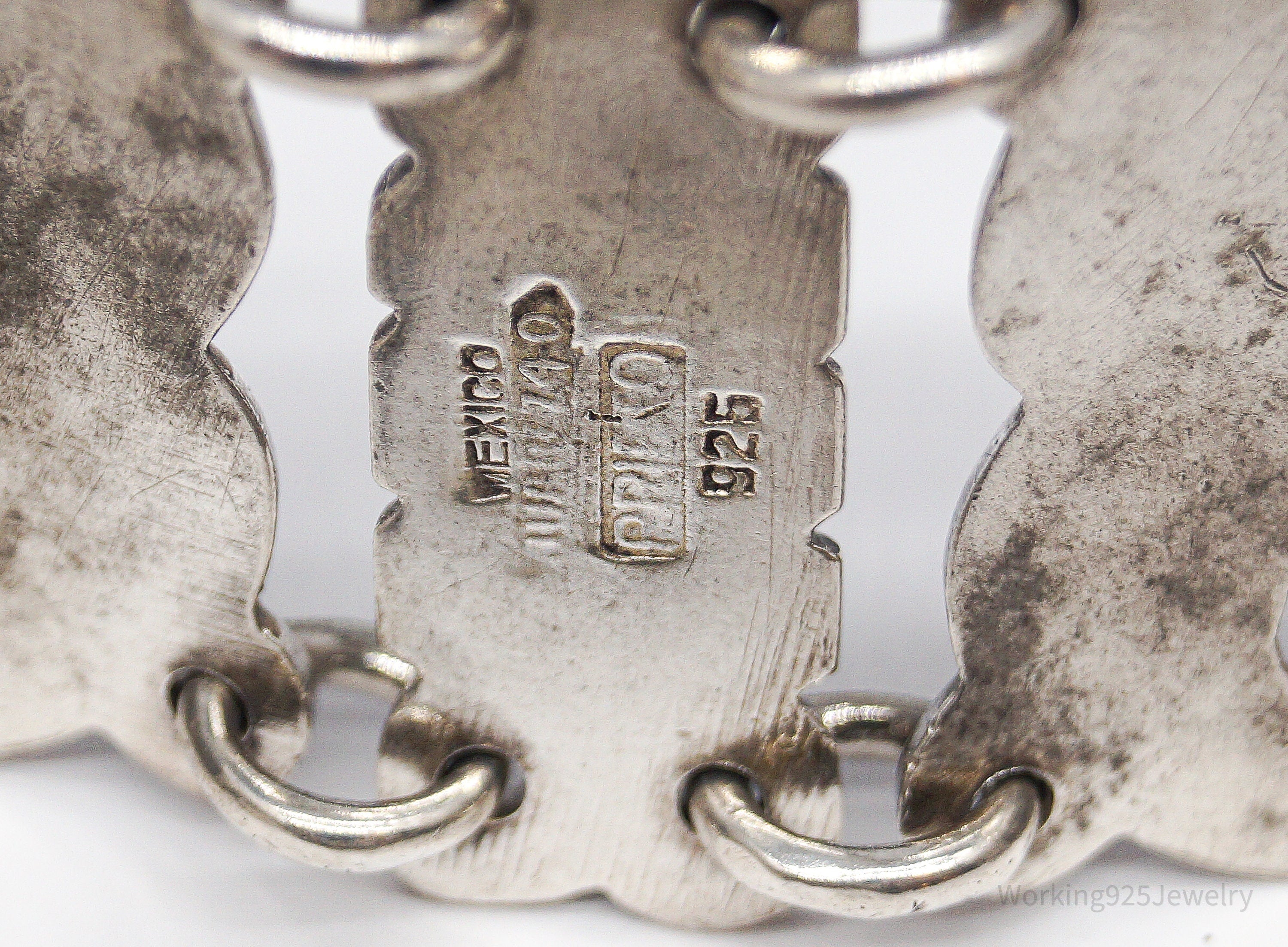 Rare Mid Century Vintage Mexico Modernist Ave Juarez Prieto Sterling Silver Bracelet - 7.5"