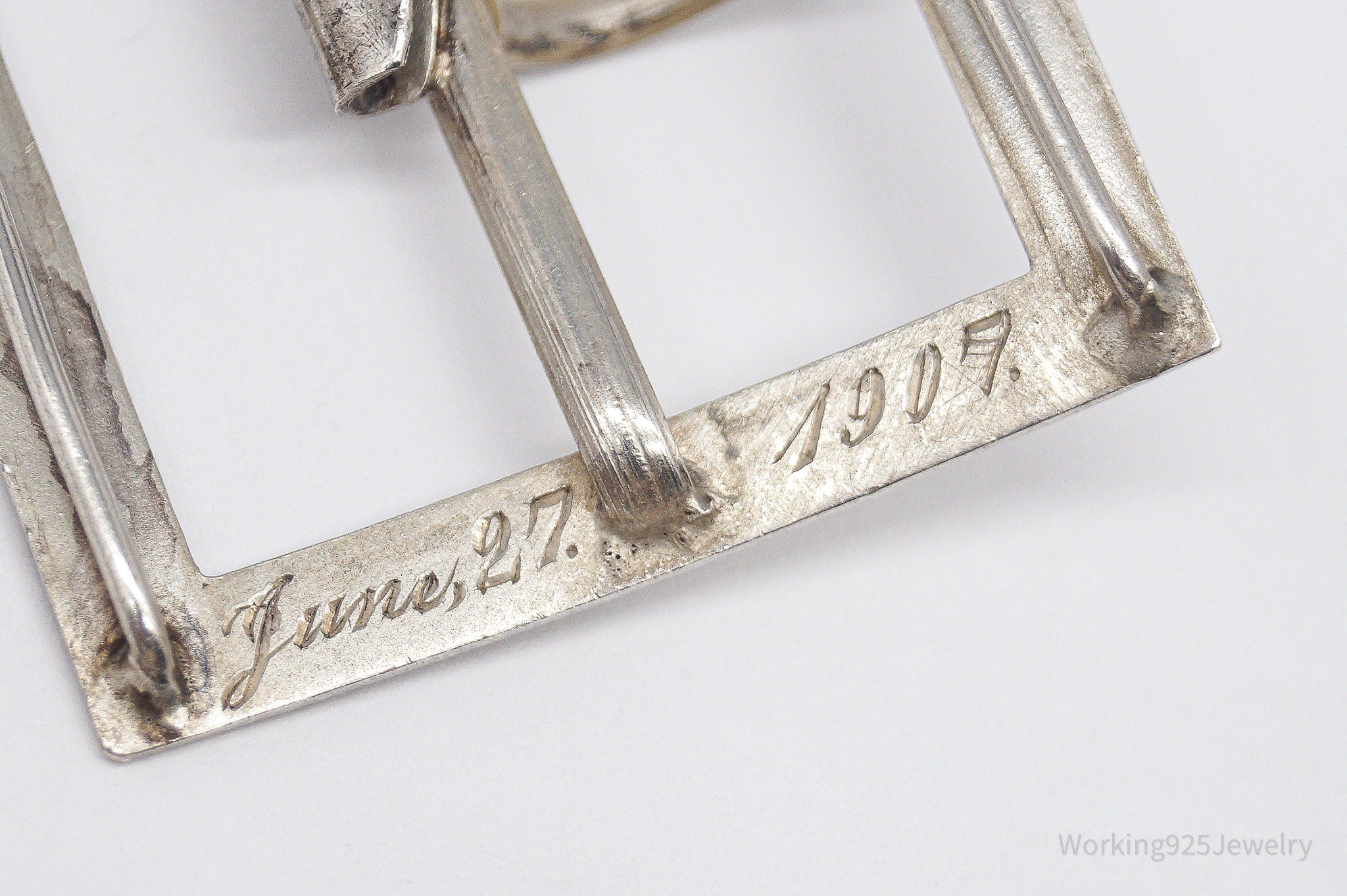 Antique 1907 Sterling Silver Belt Buckle