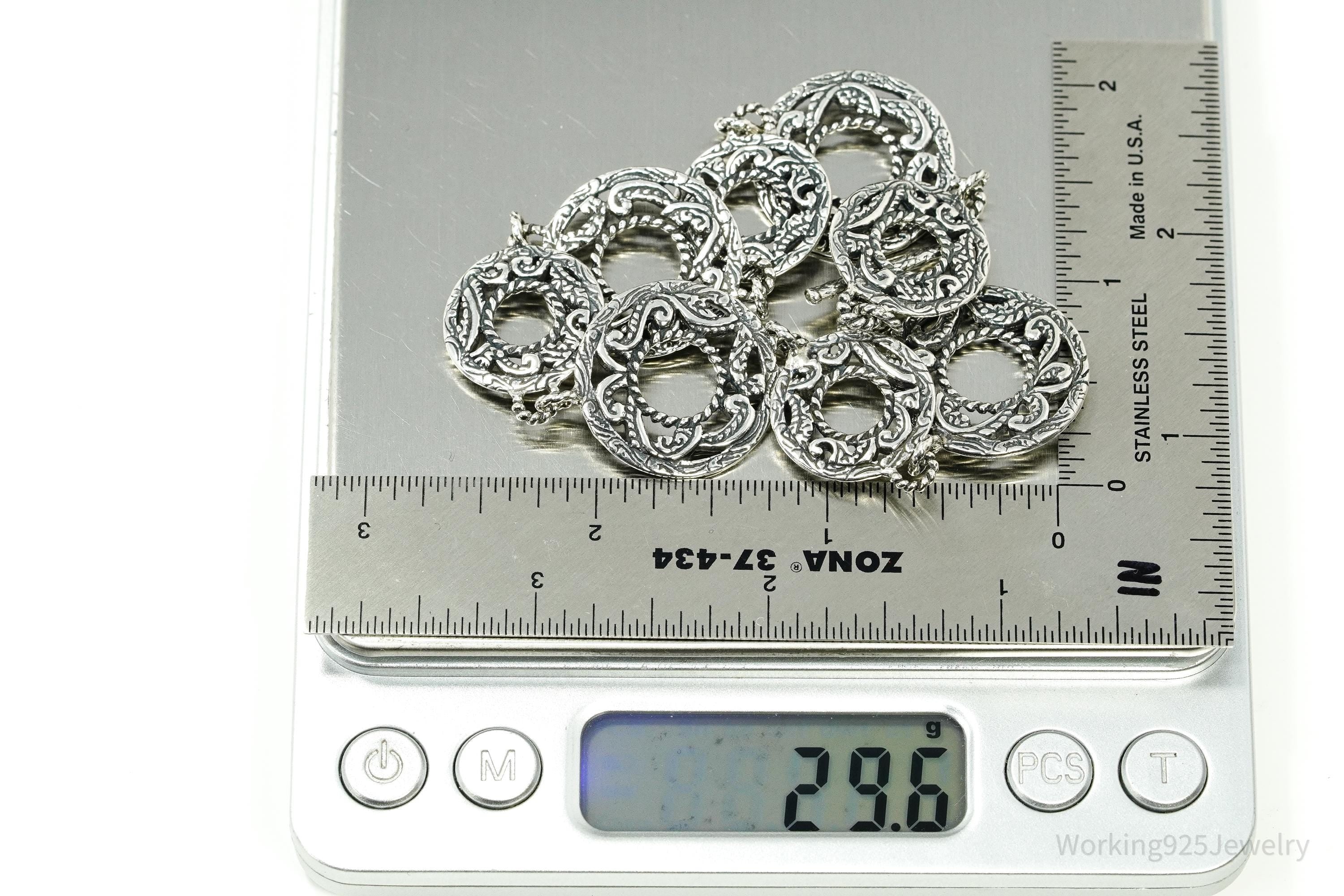 Vintage Native Carolyn Pollack Relios Sterling Silver Bracelet 9"