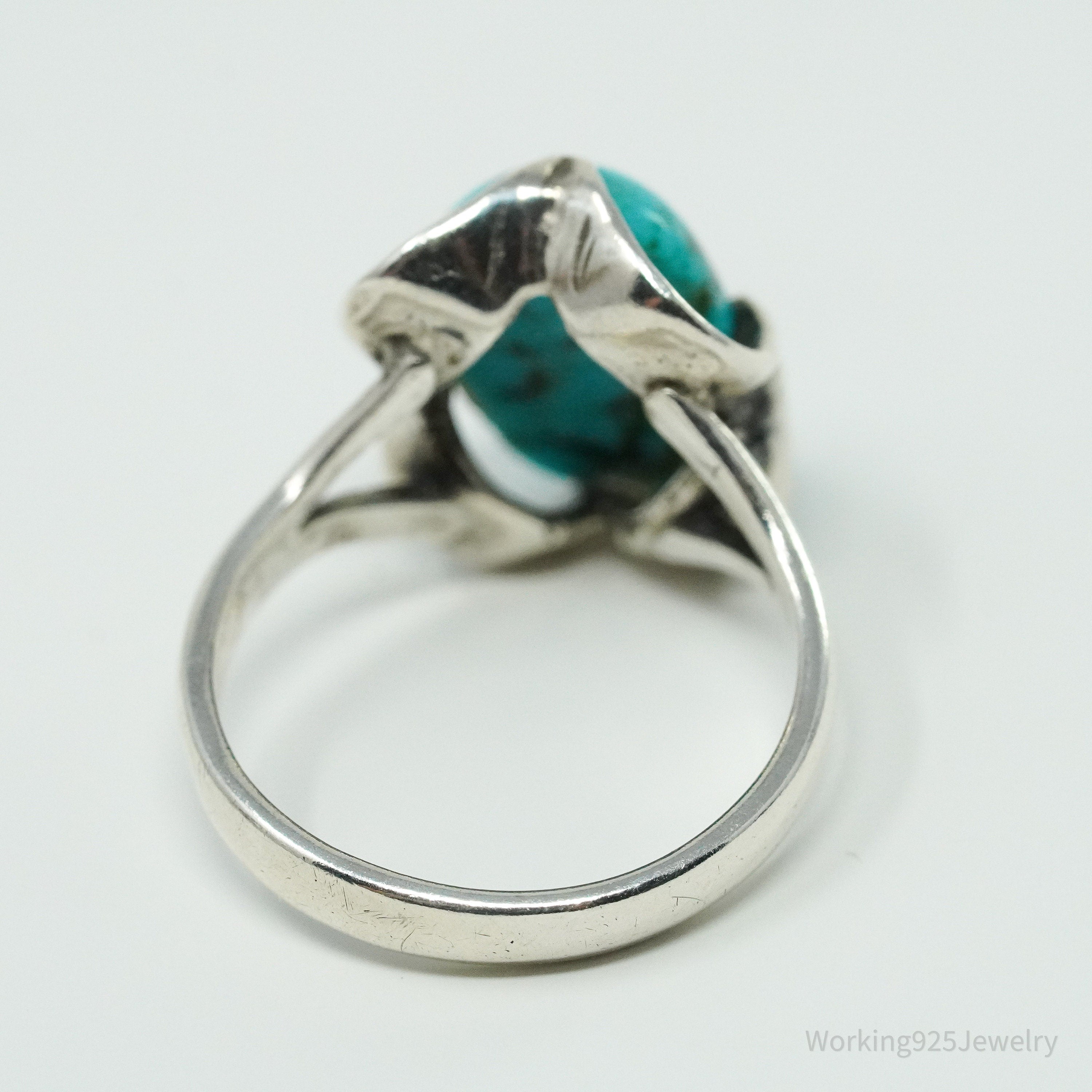 Vintage Western Turquoise Sterling Silver Ring - Size 6.75