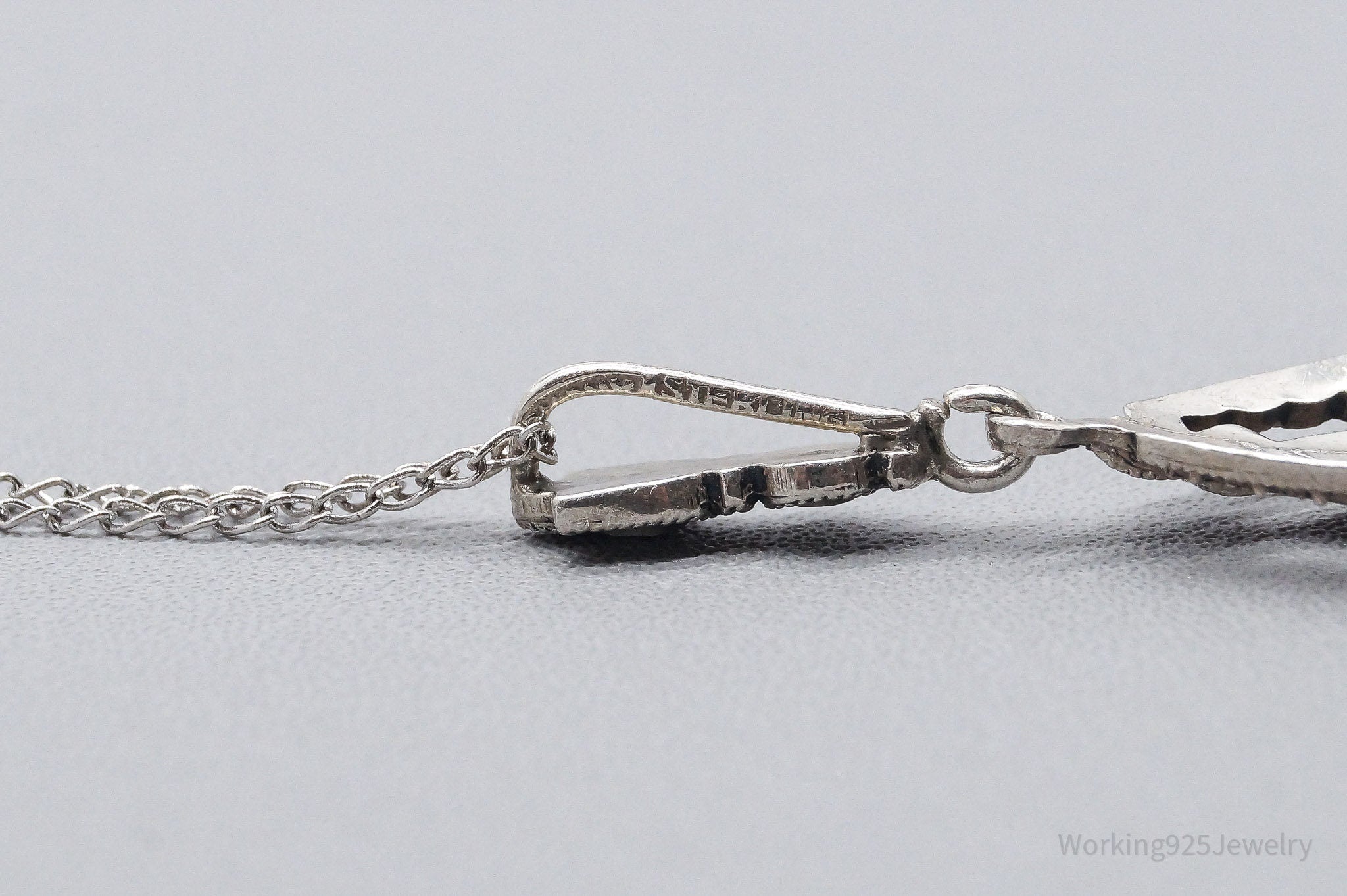 Antique German Lavaliere Floral Marcasite Sterling Silver Necklace 17"