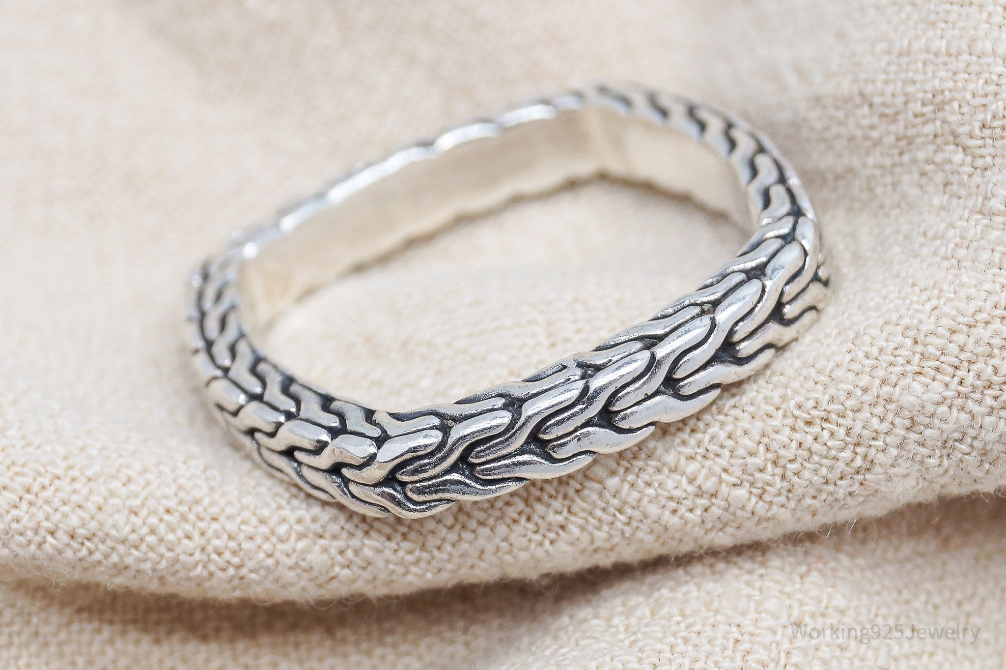 Vintage Dragon Snake Weave Style Byzantine Sterling Silver Band Ring - Size 11.5
