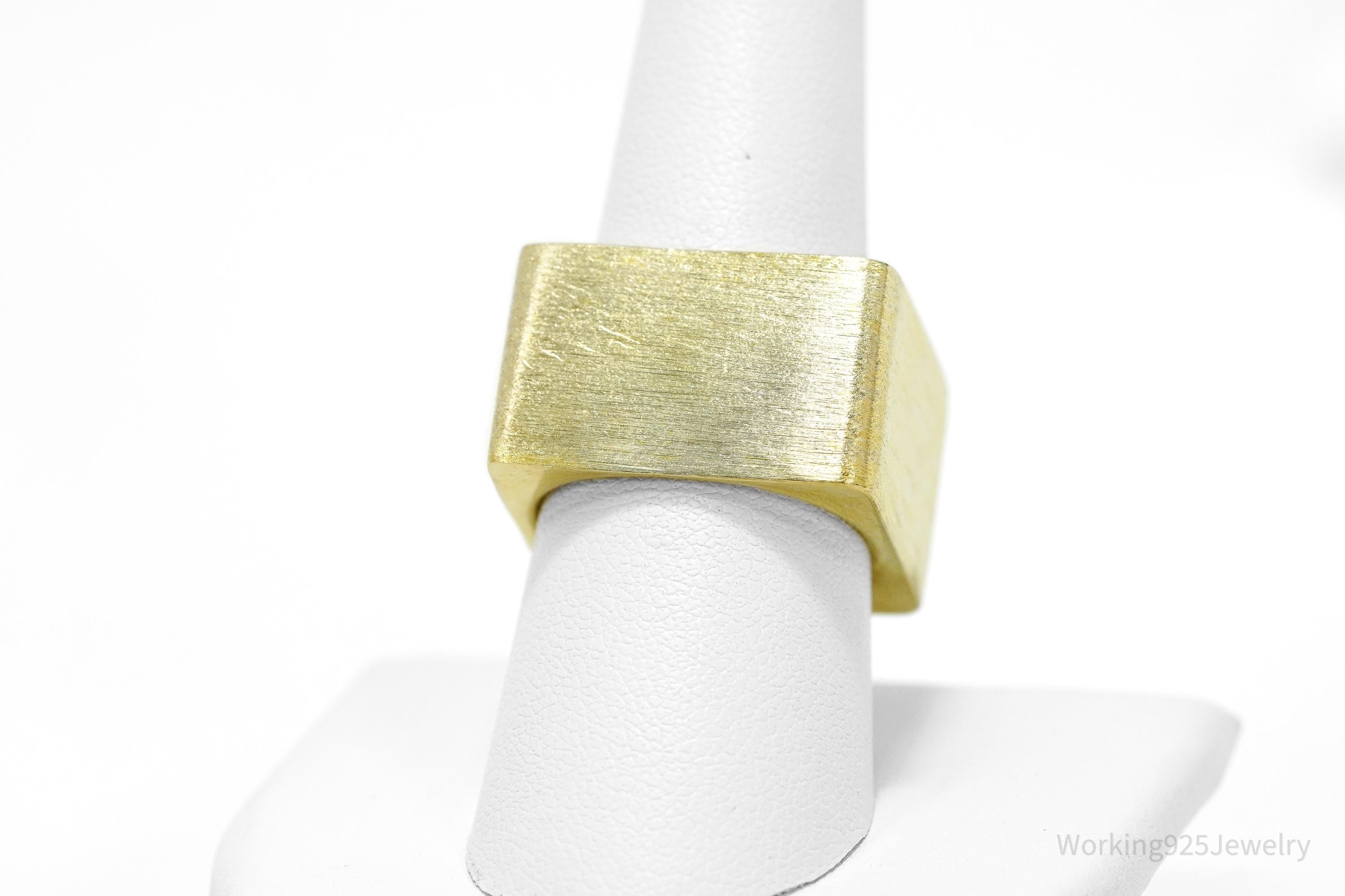 Vintage Italian Designer Itaor Gold Vermeil Sterling Silver Square Band Ring - Size 8.75