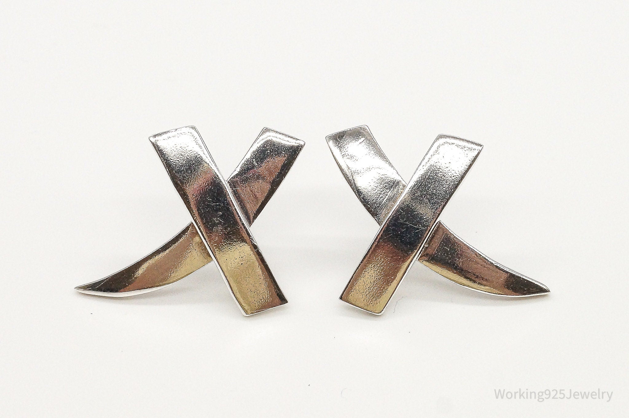 Vintage Mexico Modernist Sterling Silver Earrings