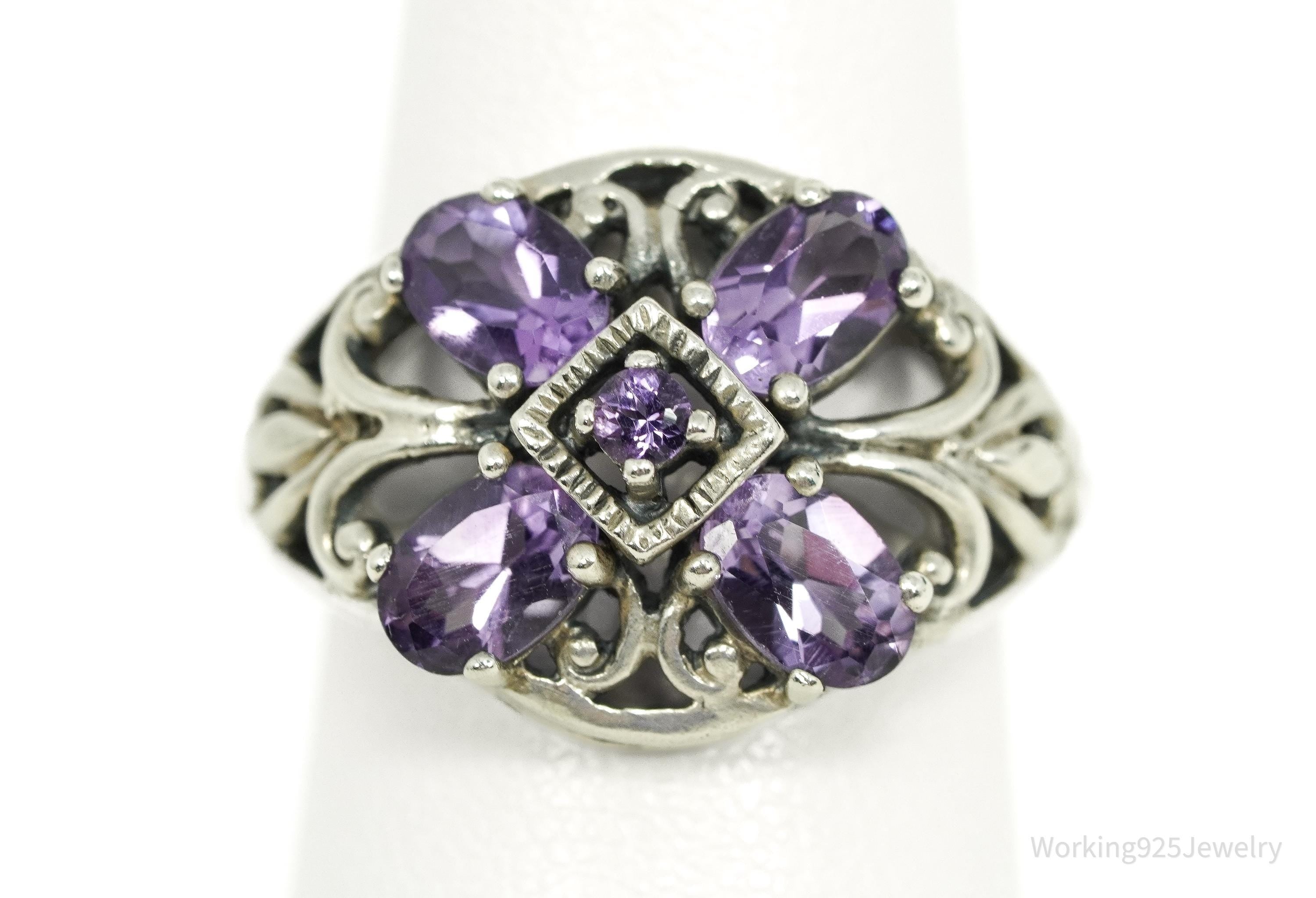 Vintage Amethyst Sterling Silver Ring - Size 7