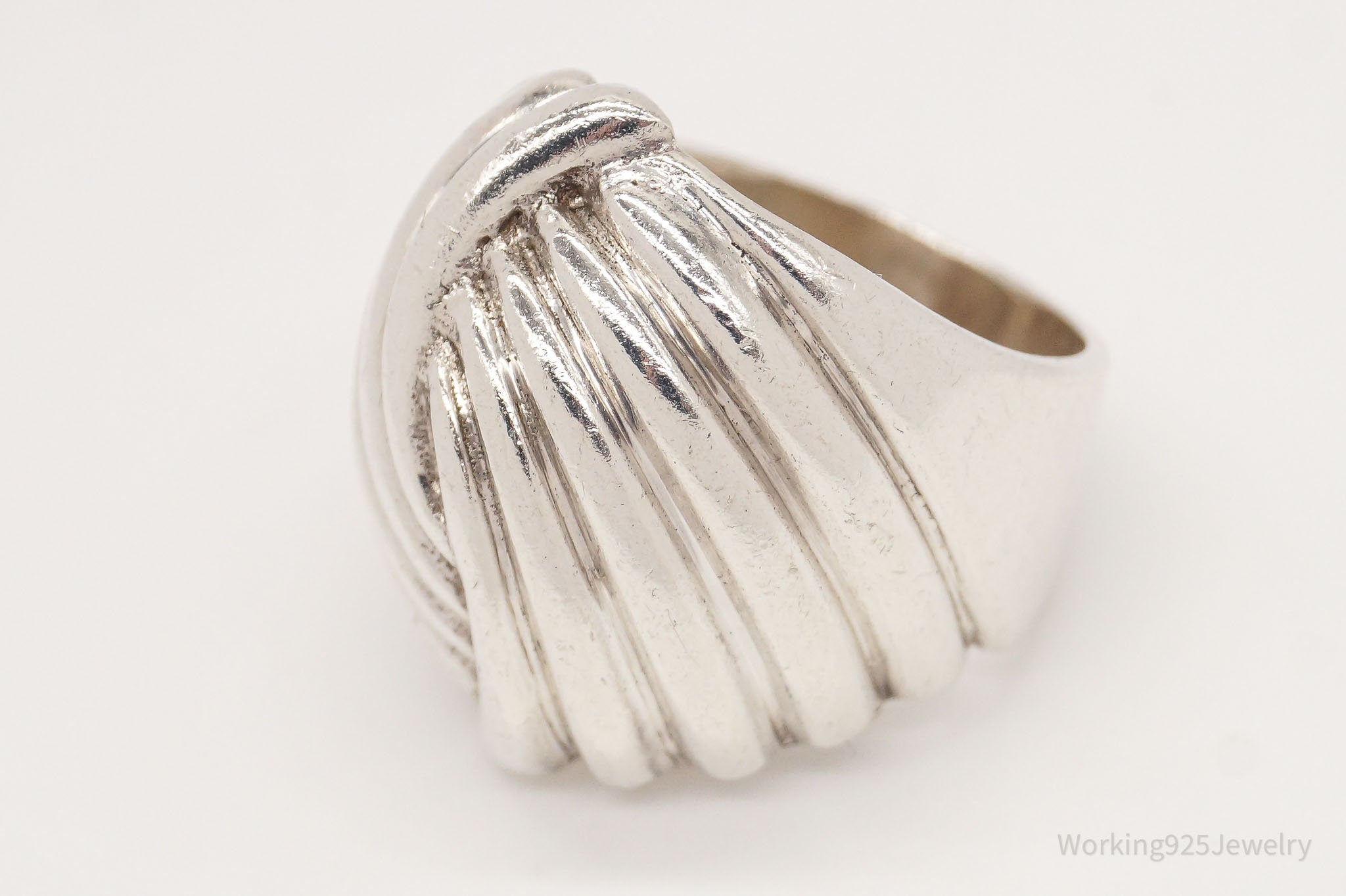 Vintage Modernist Sleek Puffy Sterling Silver Ring - Size 6.75