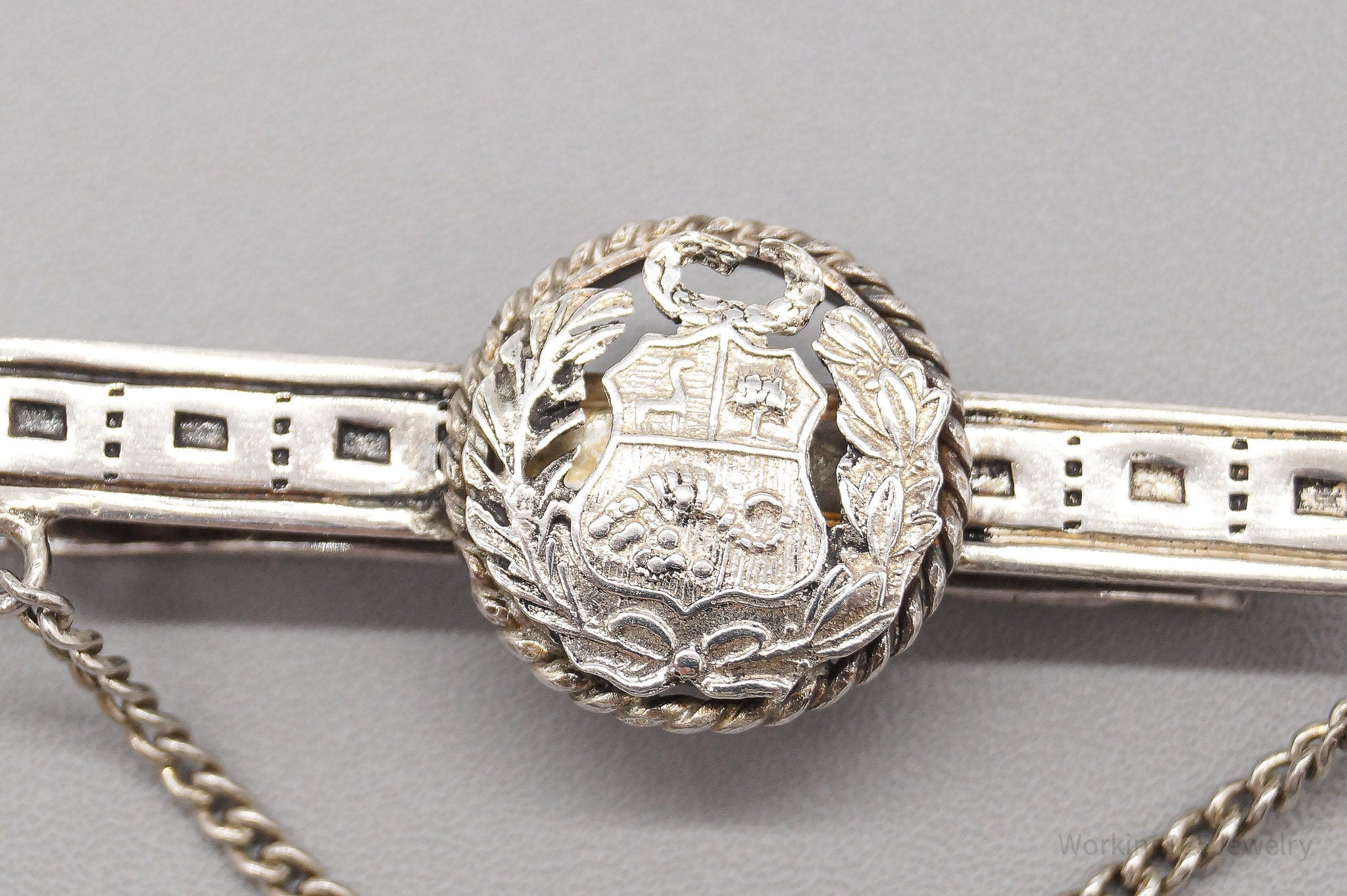 Vintage Peru National Coat Of Arms Sterling Silver Tie Bar