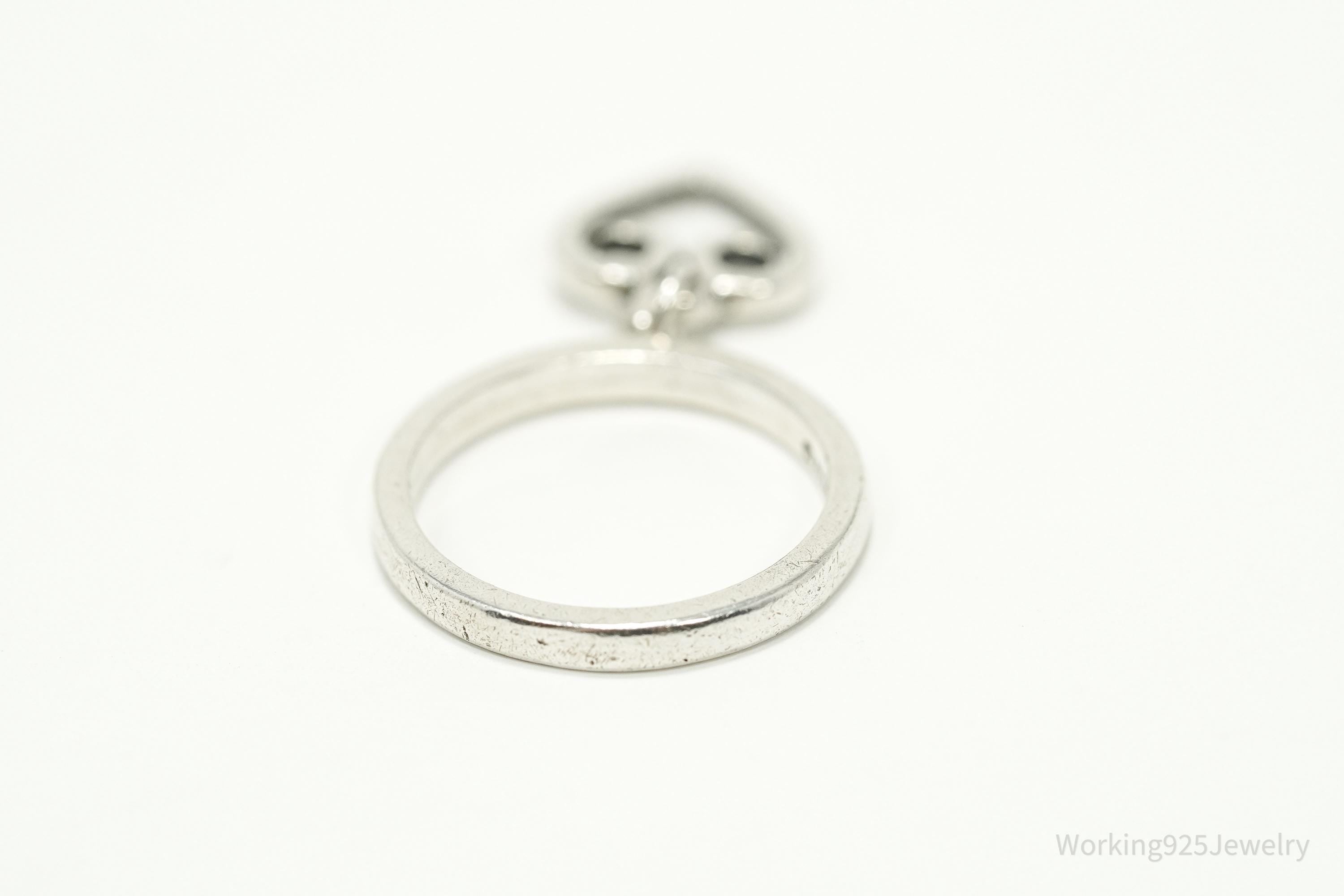 RARE Vintage JAMES AVERY Retired Scrolled Heart Charm Sterling Silver Ring Size 4.25