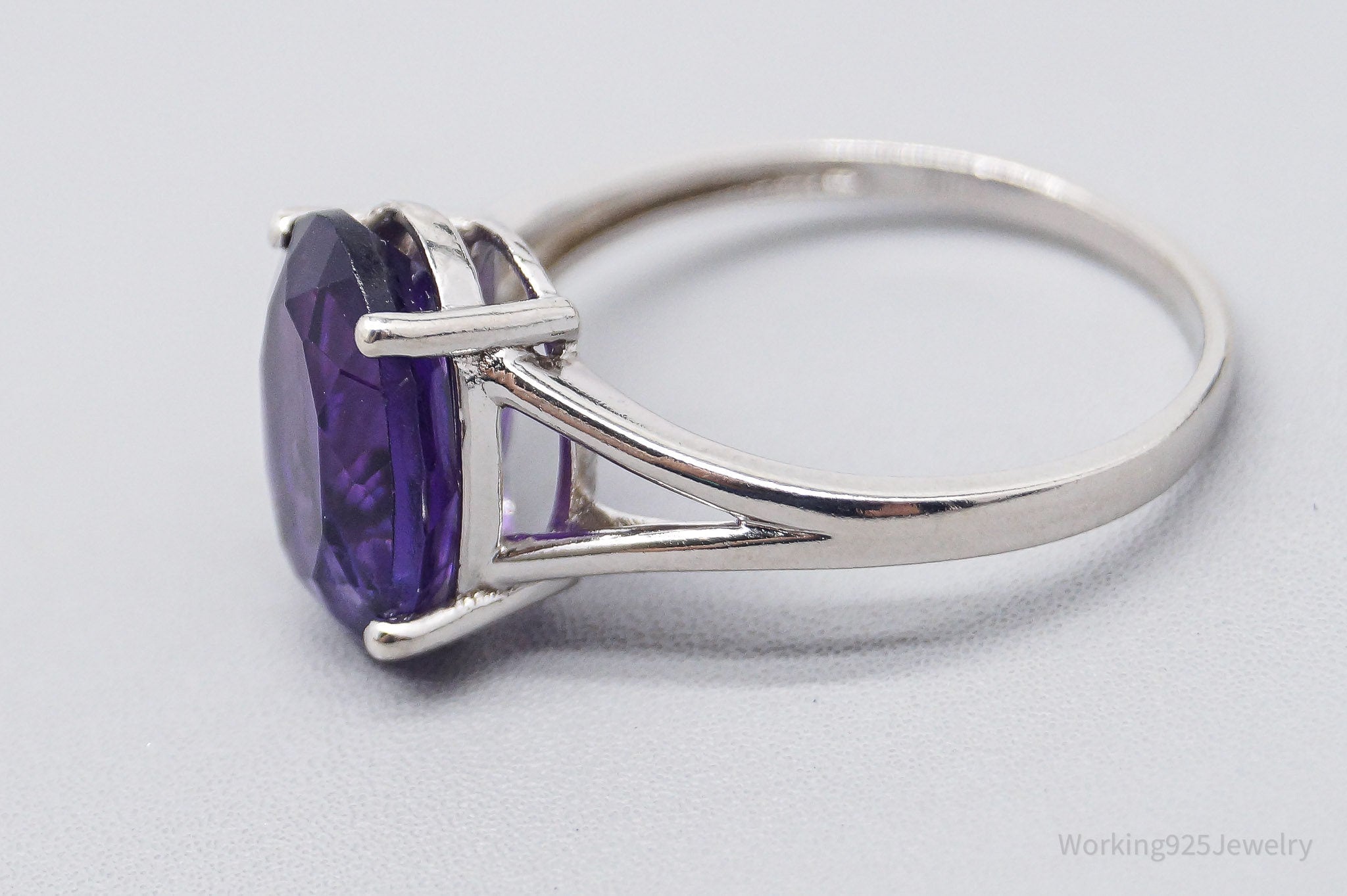 JTV DK Large Purple Amethyst Sterling Silver Ring - Size 12