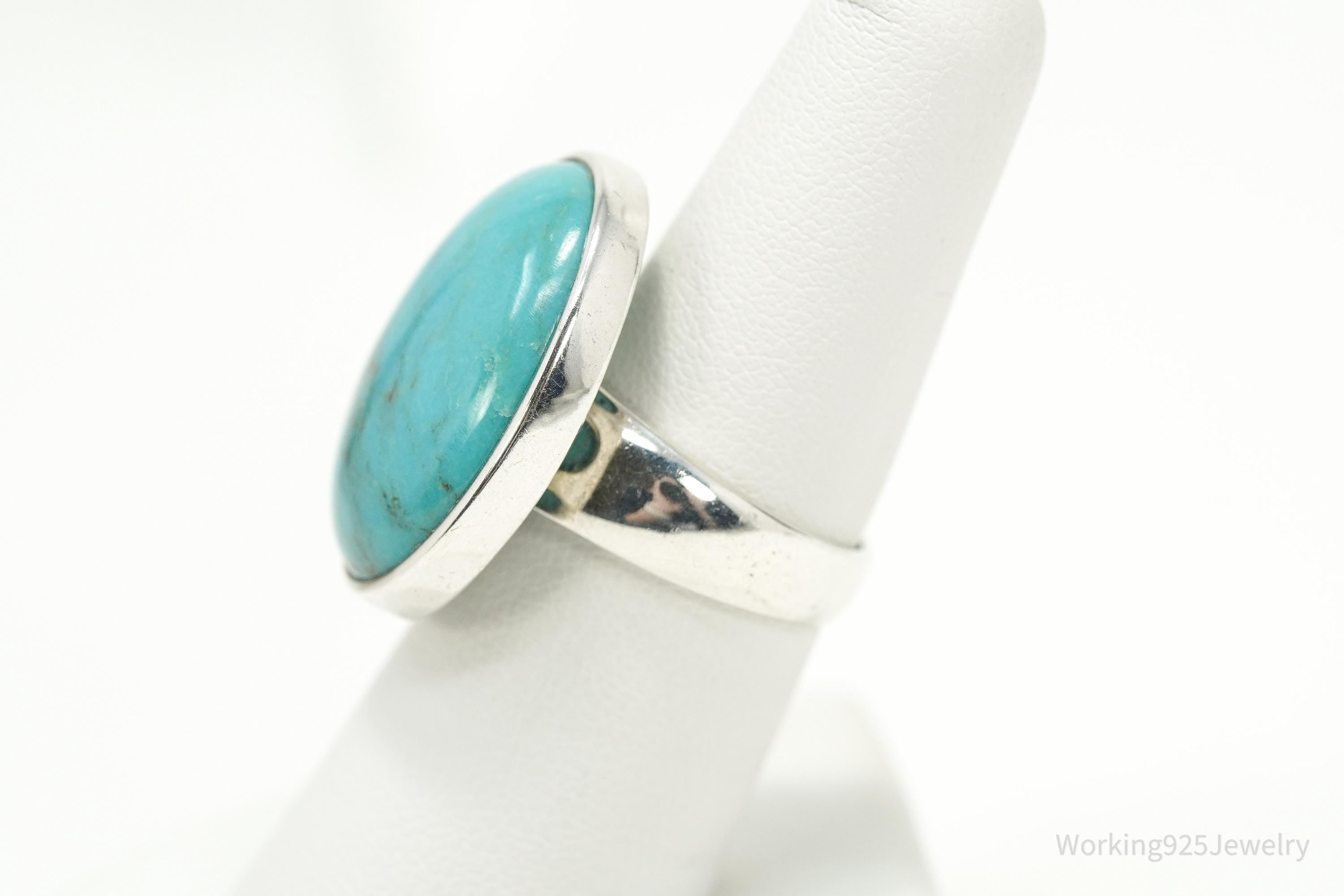 Vintage Whitney Kelly WK Sterling Silver Ring • Large Turquoise Size 6.75