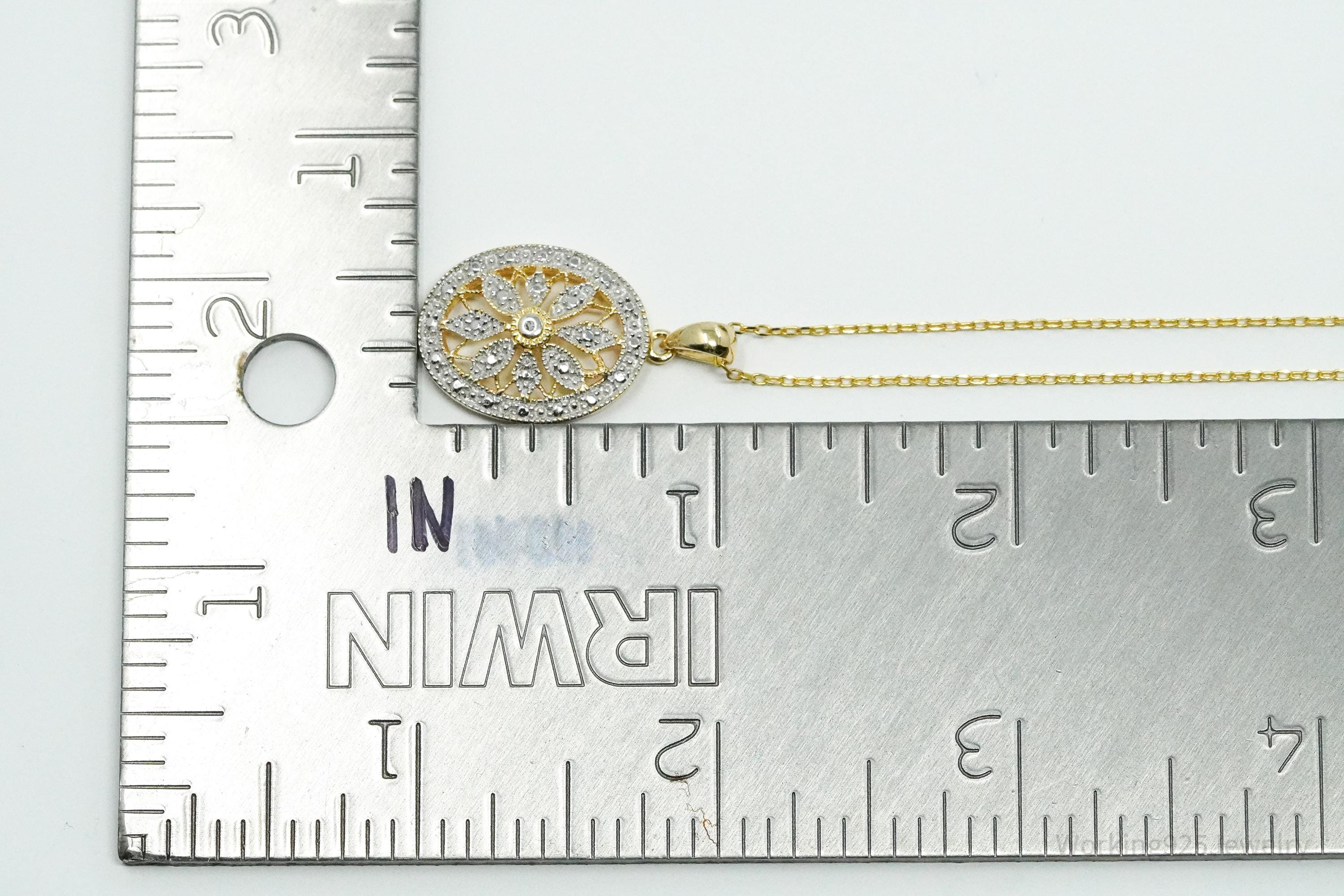 Vintage Diamond Gold Over Sterling Silver Necklace 17"