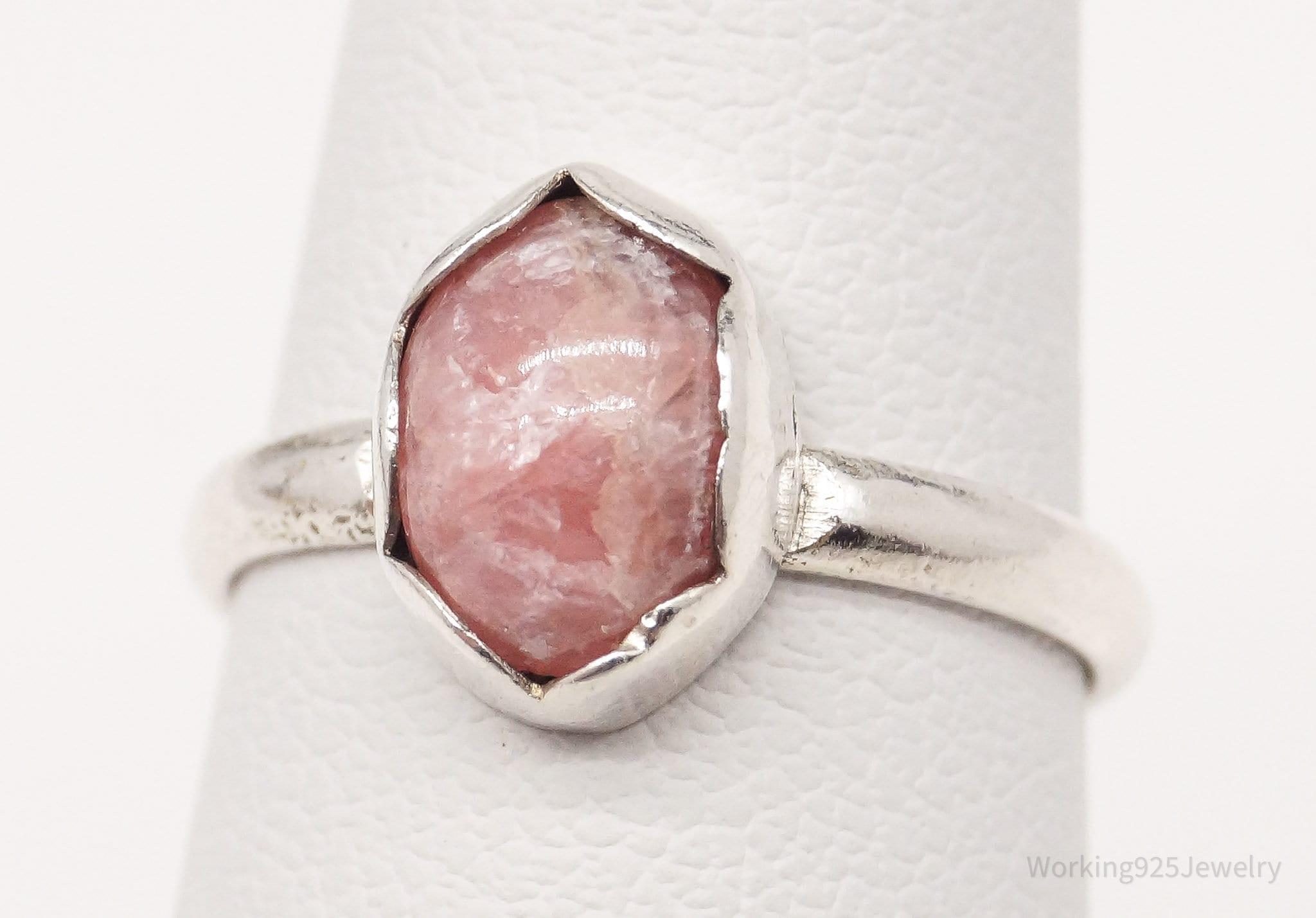 Vintage Pink Rhodochrosite Silver Ring Sizer 3.75